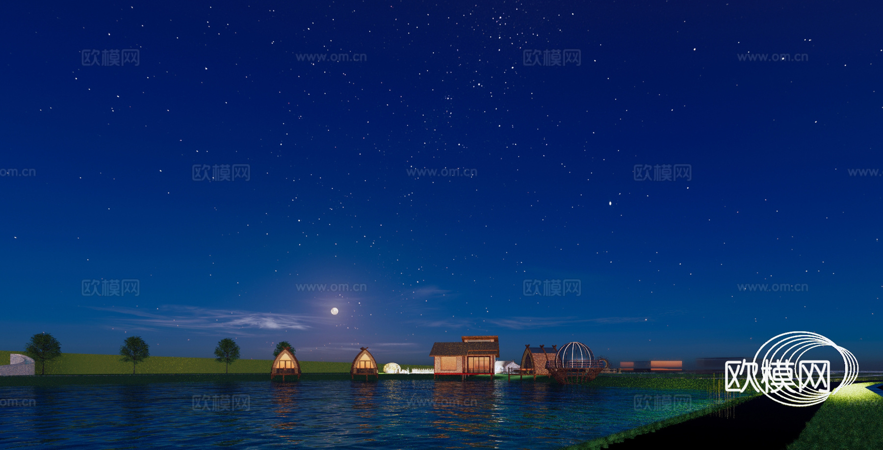 自然风星空营地su模型下载