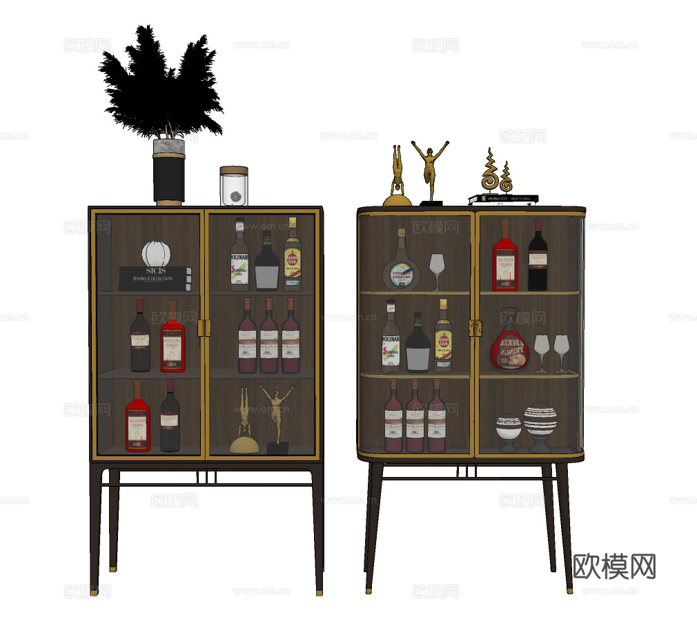 现代轻奢酒柜su模型下载