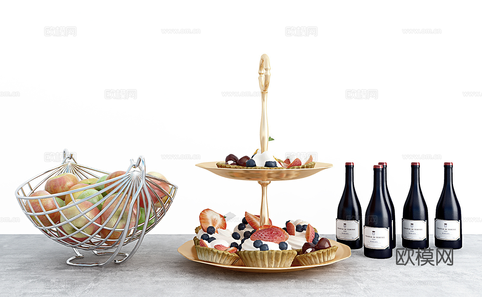 现代酒水水果食品su模型下载
