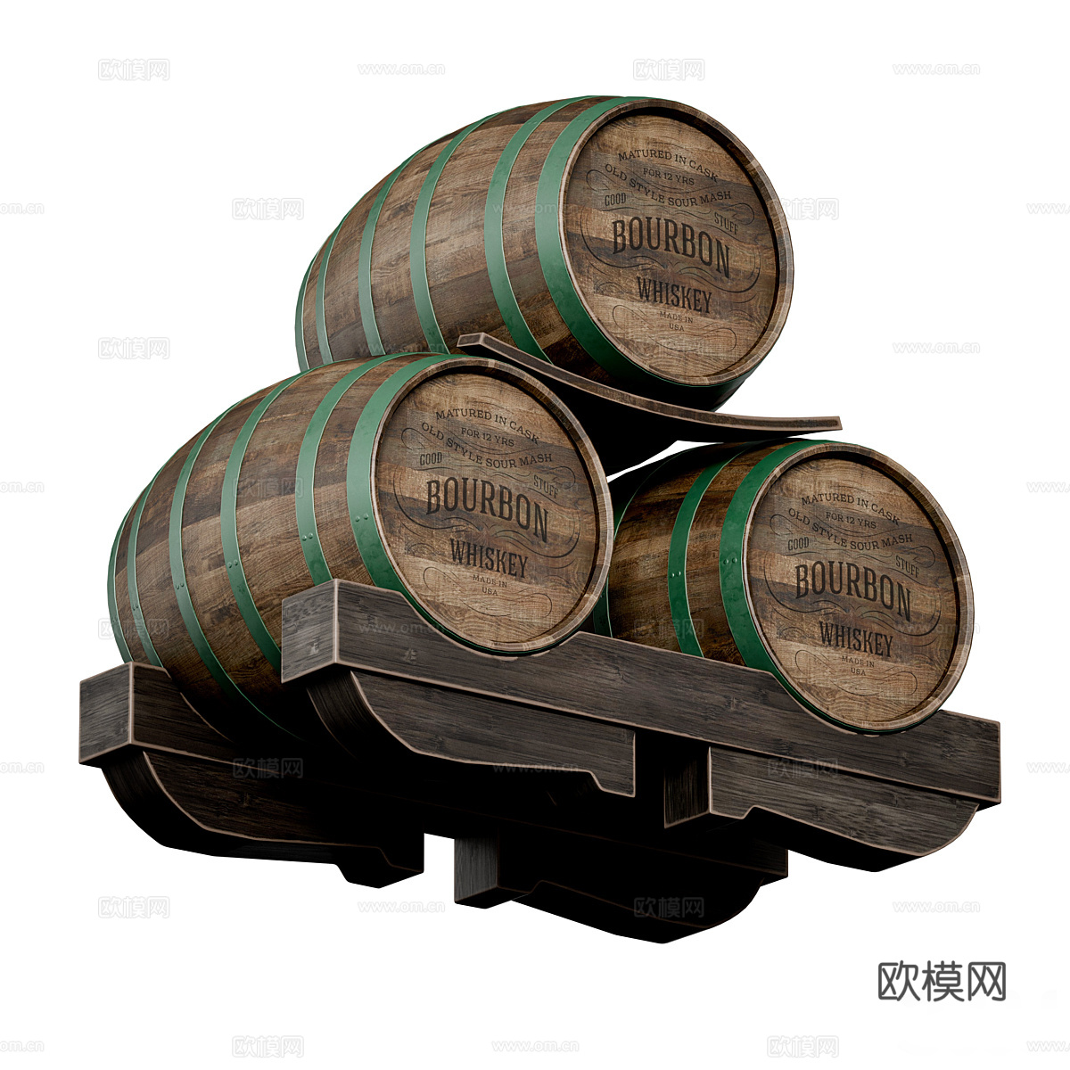 美式复古木桶 酒桶3d模型