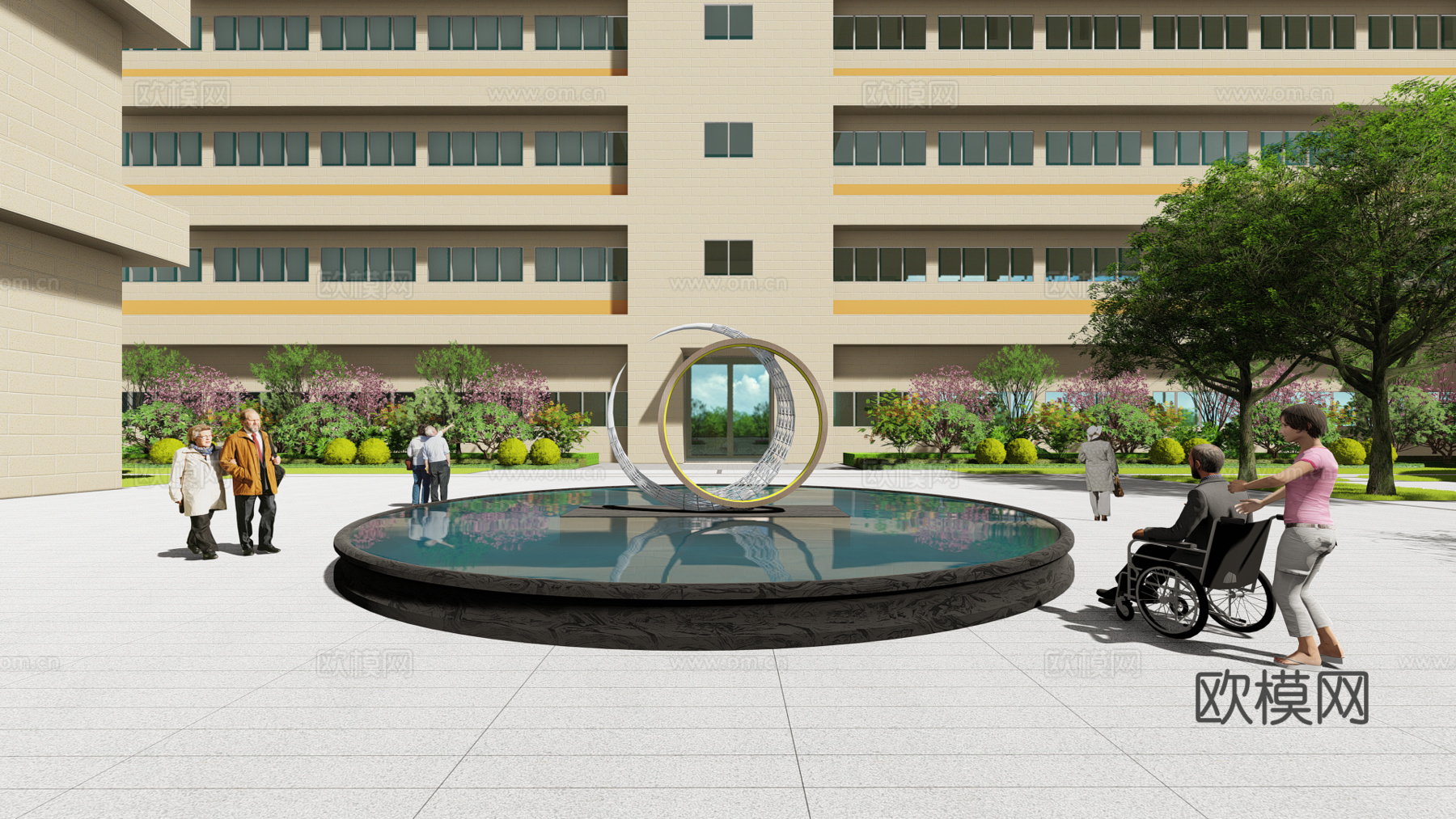 现代敬老院建筑外观su模型下载