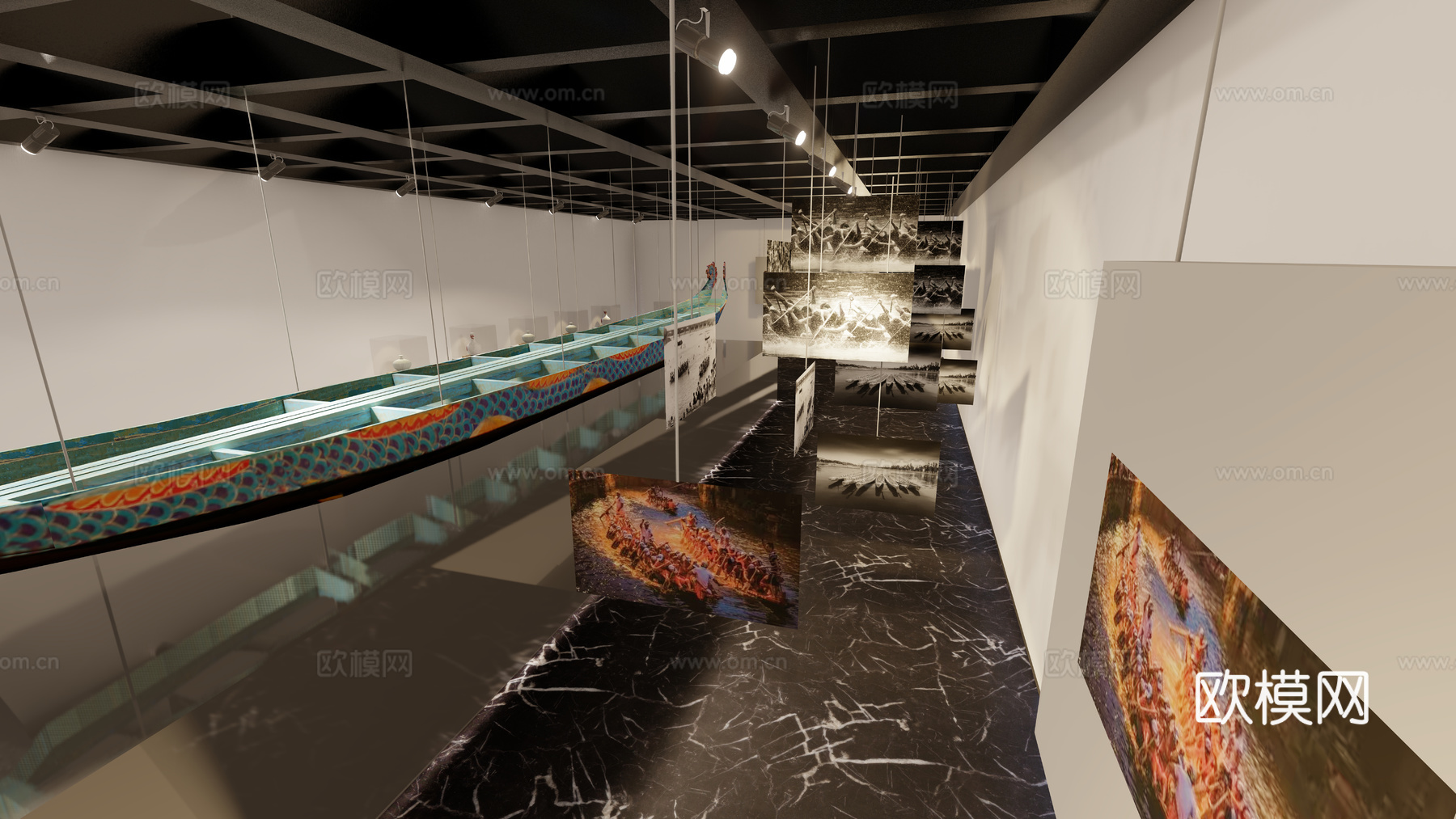 现代瓷器展厅su模型下载