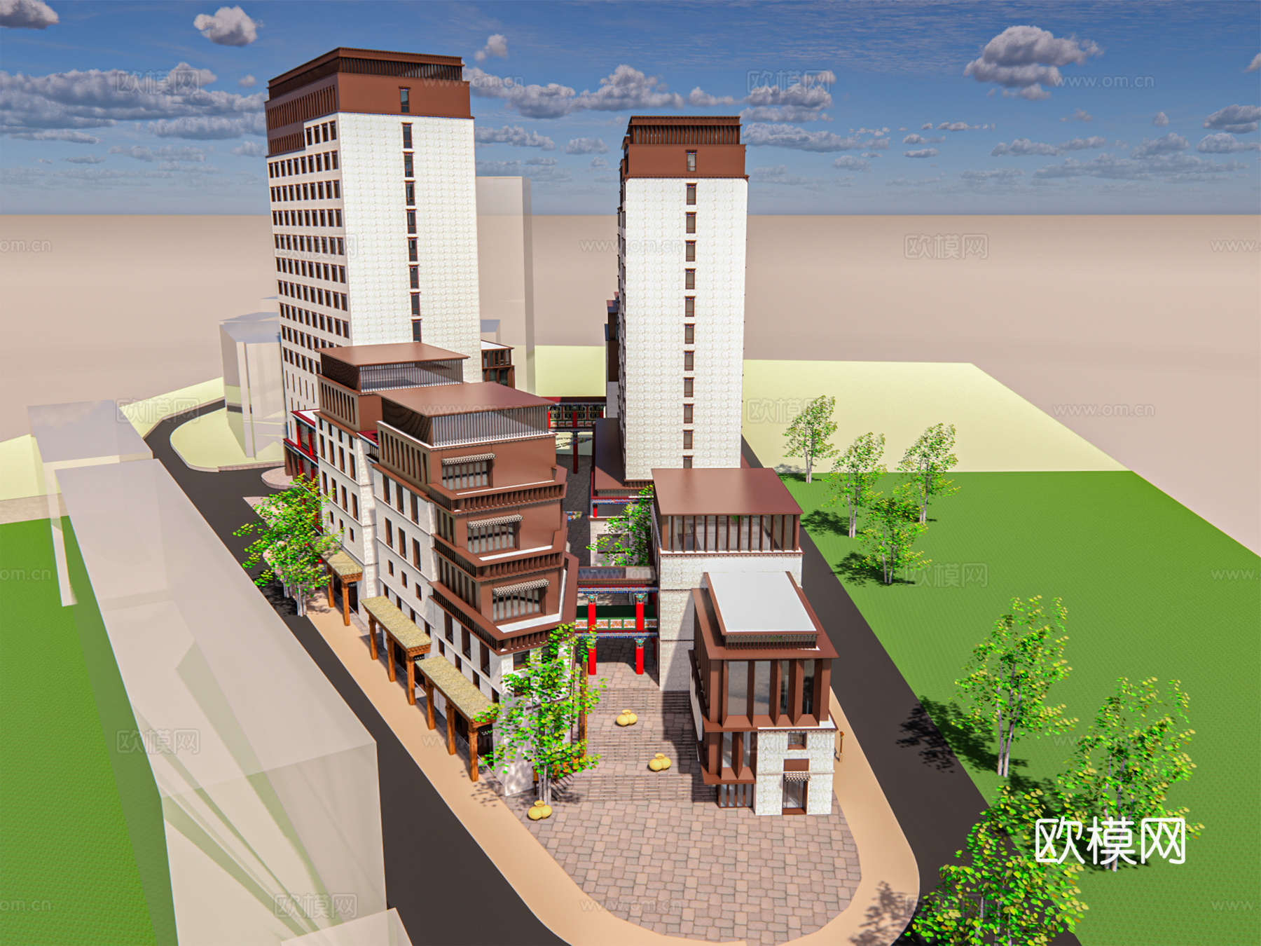 现代藏式商业建筑外观su模型下载
