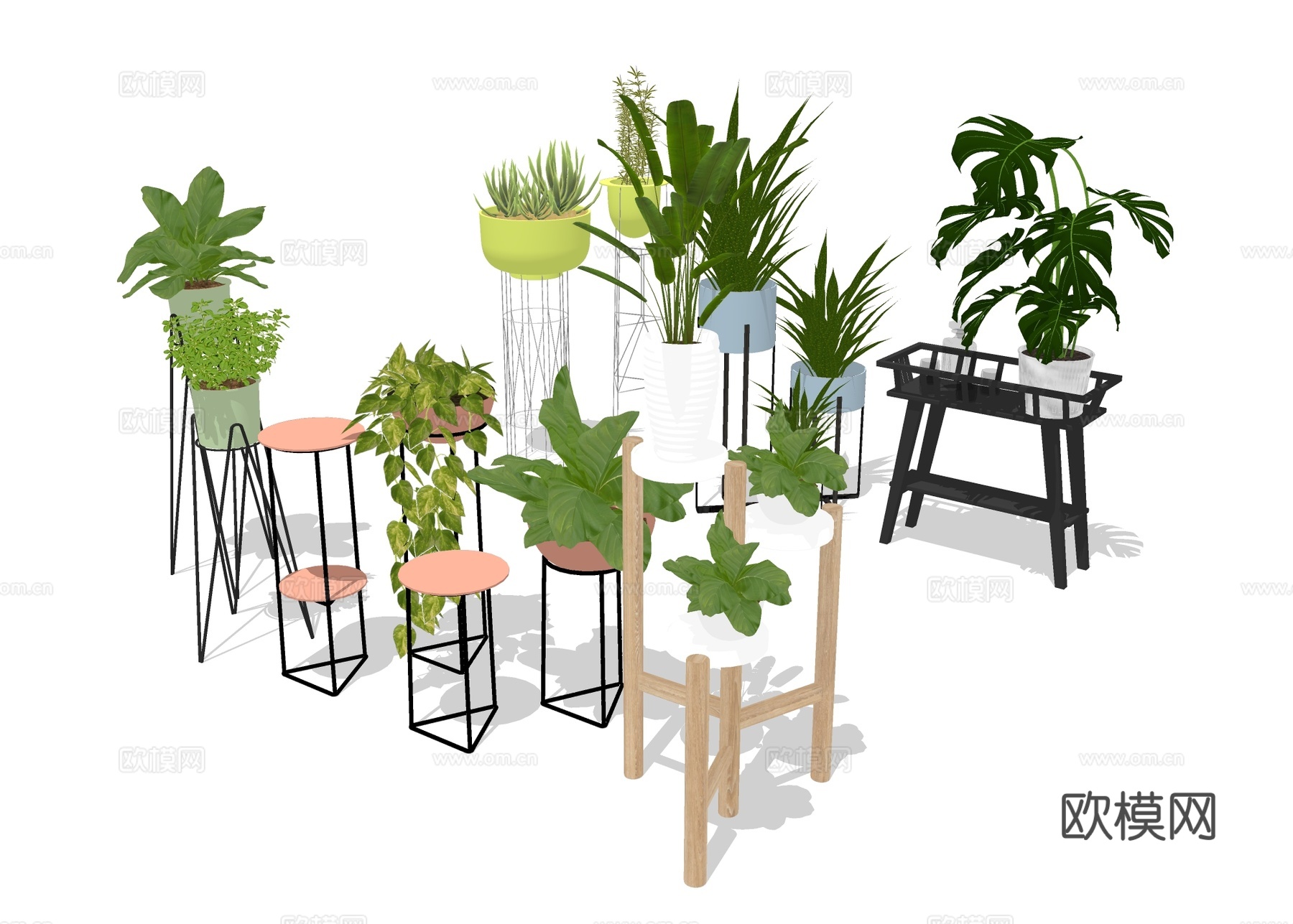 绿植花箱 花坛花架su模型下载