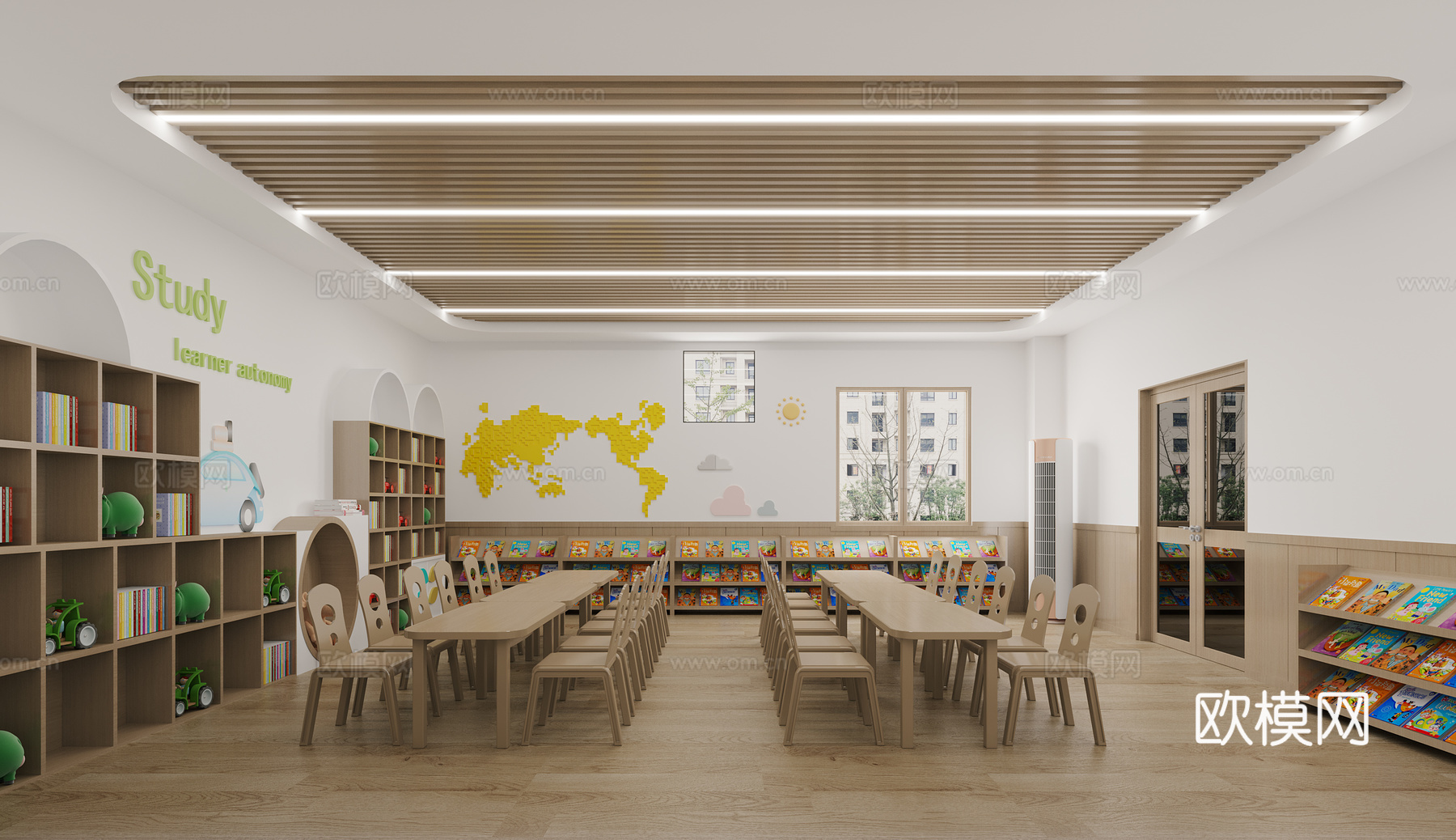 现代幼儿园阅读室3d模型