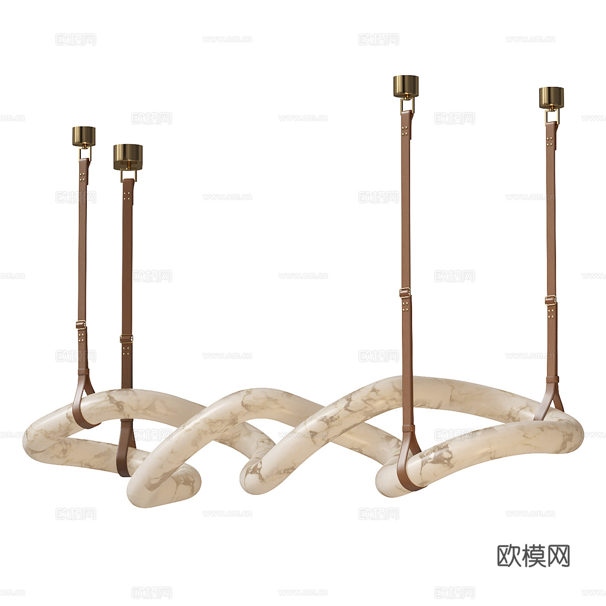 现代意式轻奢透光石装饰吊灯3d模型