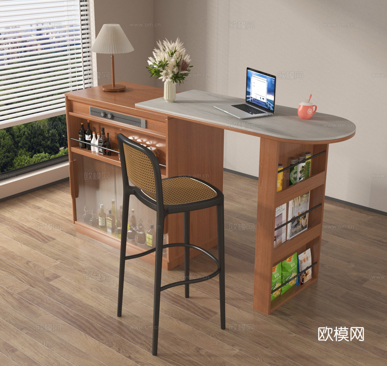 吧台 餐吧 吧台餐桌椅 中岛台 水吧台3d模型