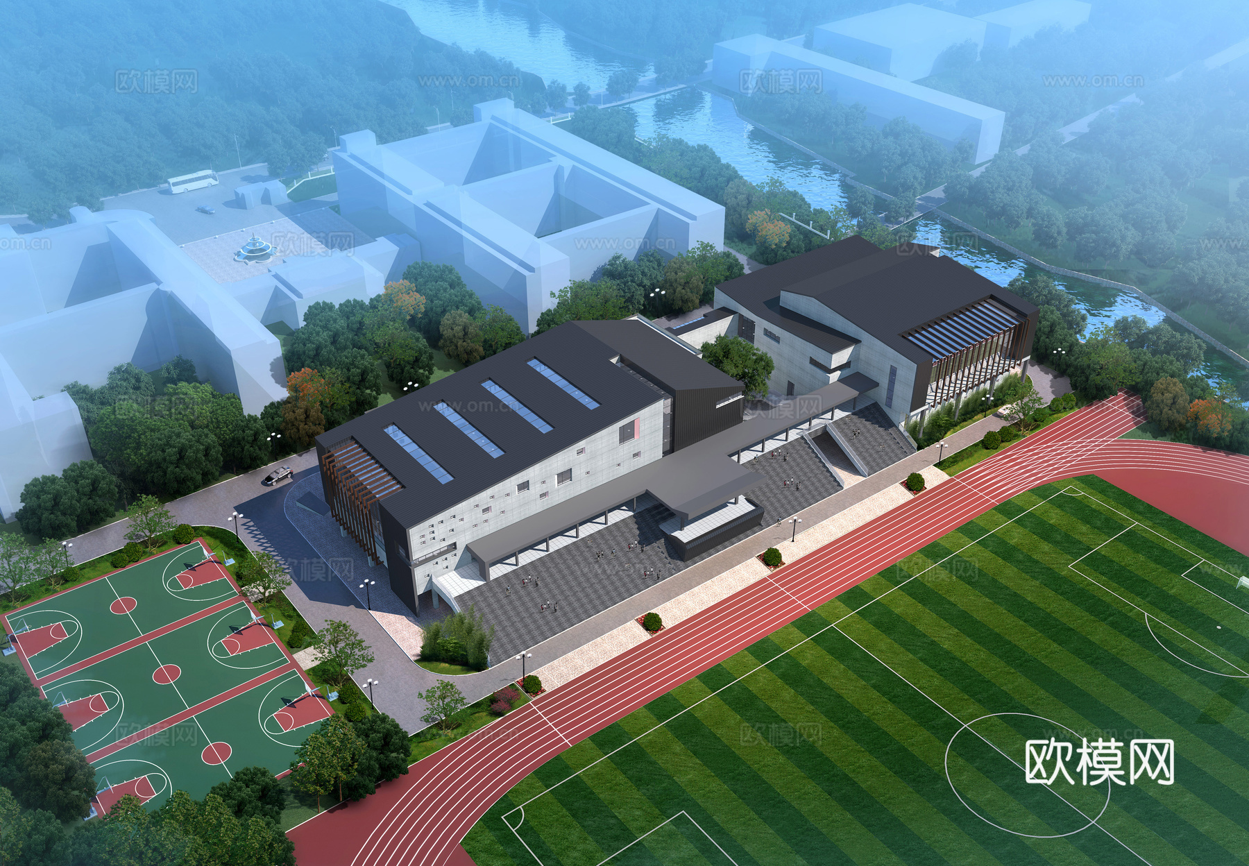 现代综合楼建筑外观su模型下载