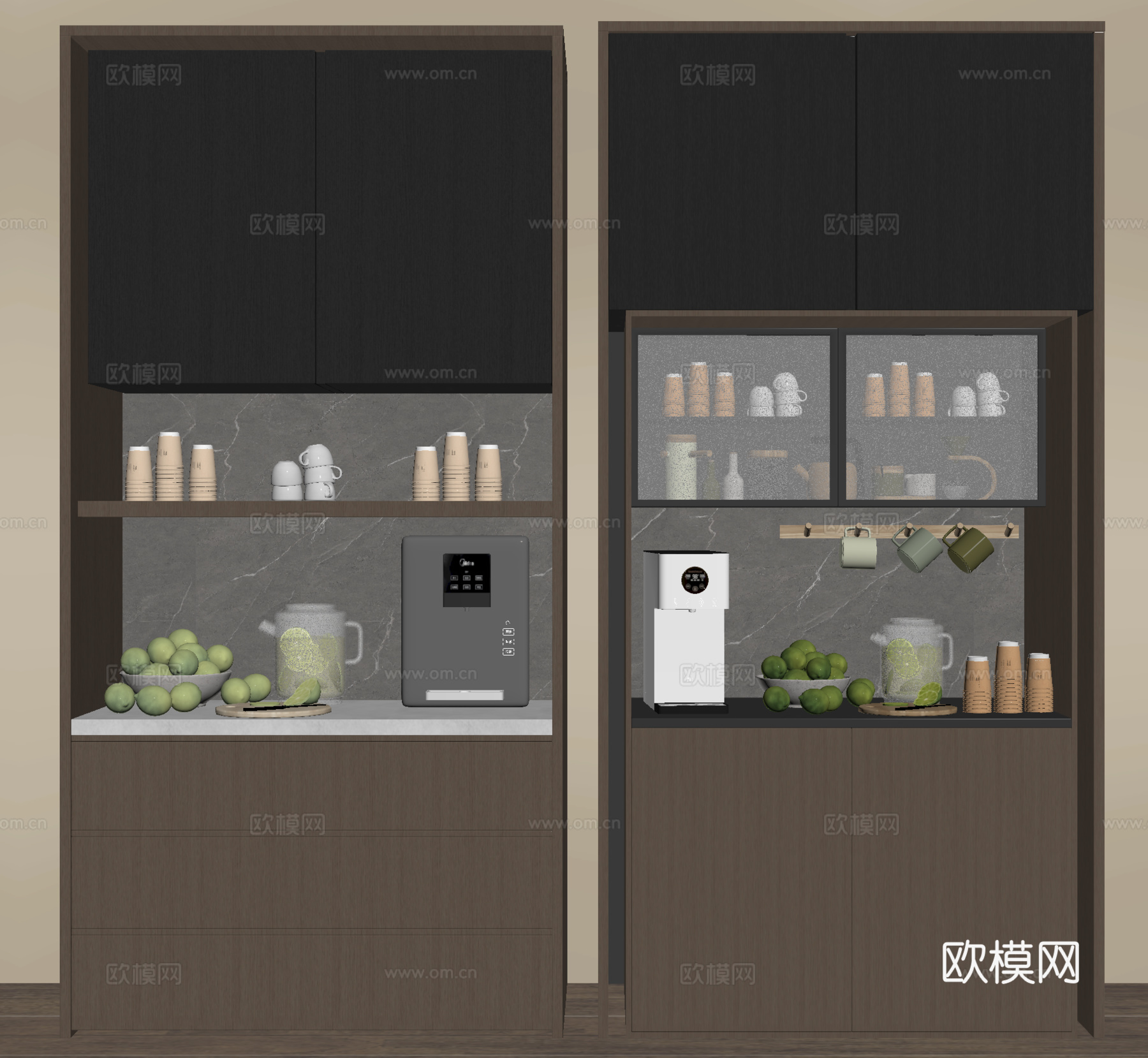 餐边柜 橱柜 茶水柜su模型
