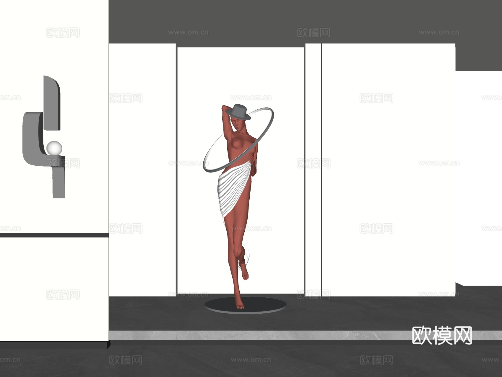 现代摆件 人物雕塑 美女雕塑su模型下载