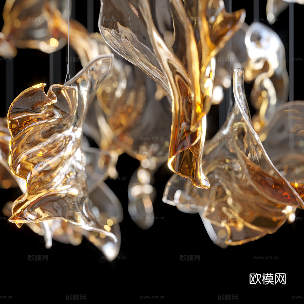 现代轻奢工艺吊灯3d模型