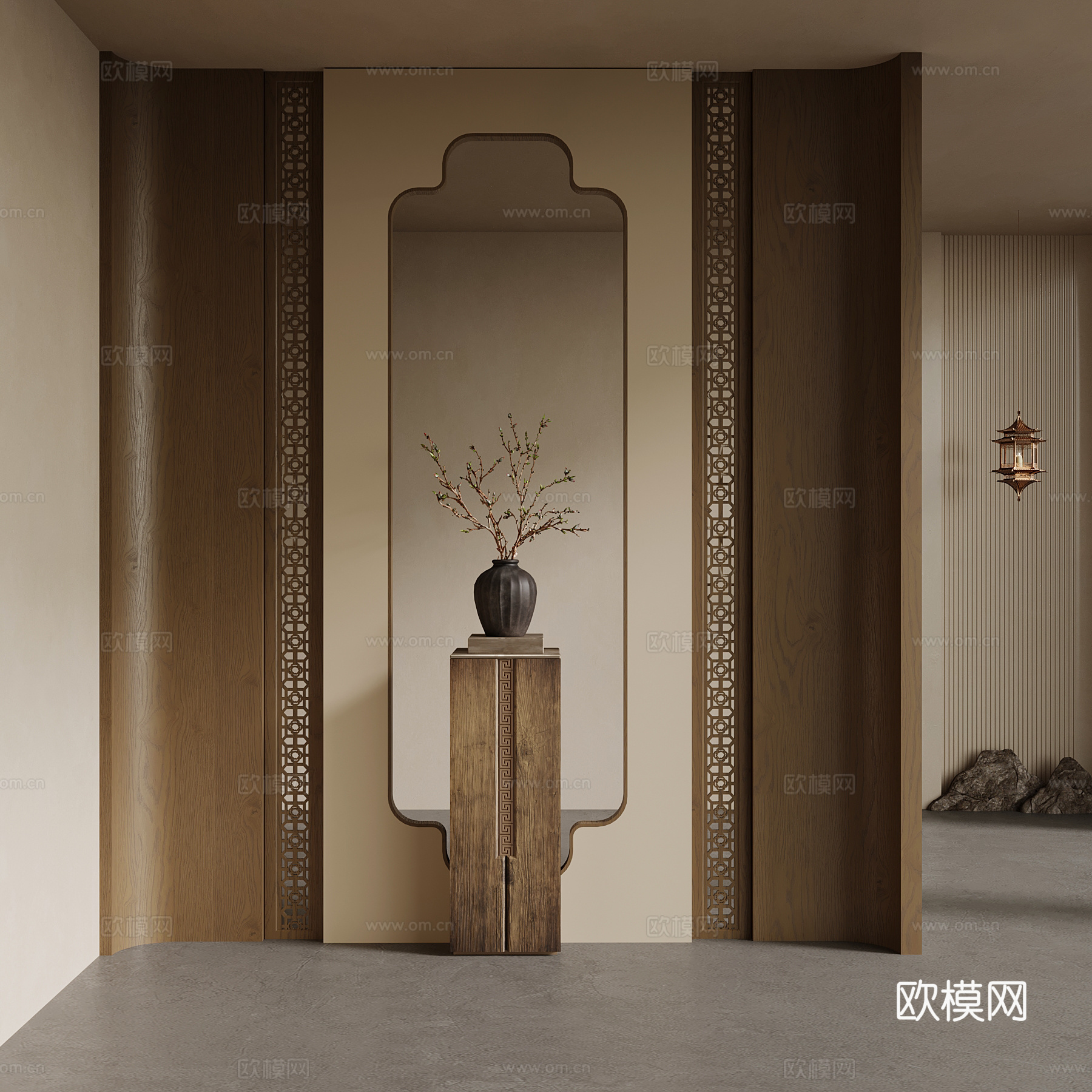 04新中式玄关隔断 宋氏玄关3d模型