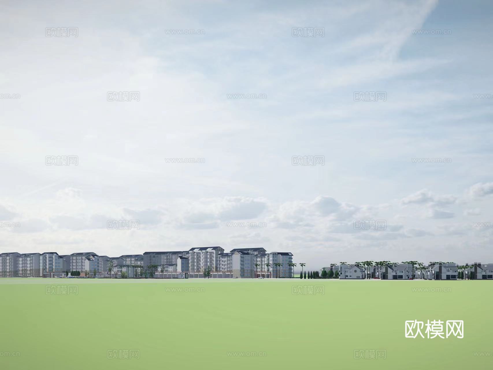 现代住宅小区建筑外观su模型下载