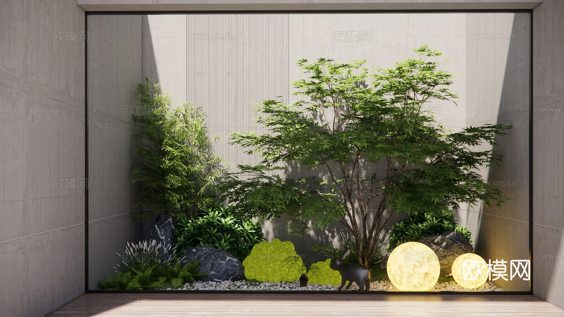 庭院小品 苔藓灌木 植物堆su模型下载