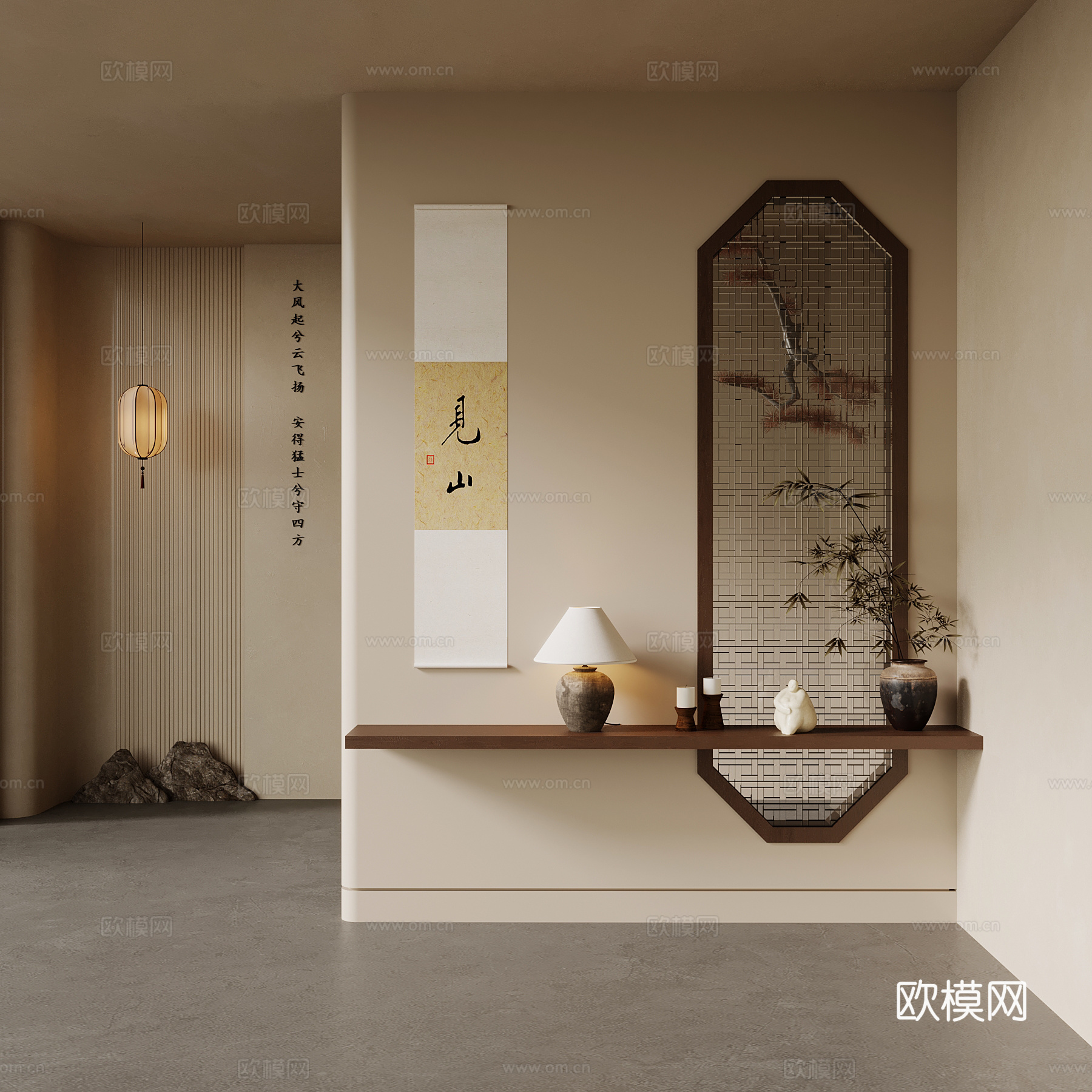 08新中式玄关隔断 宋氏玄关3d模型