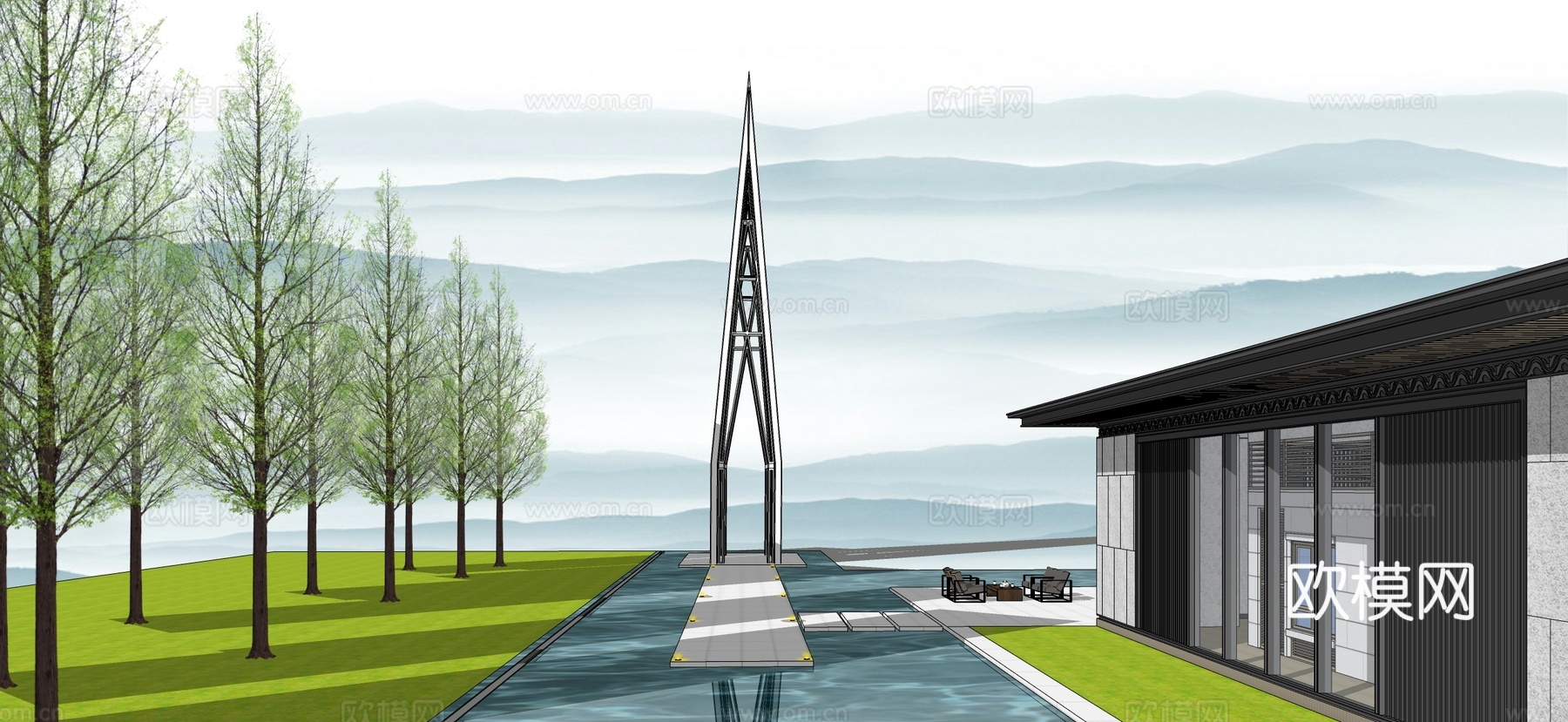 现代教堂 网红打卡教堂 构筑物 婚礼教堂建筑su模型下载