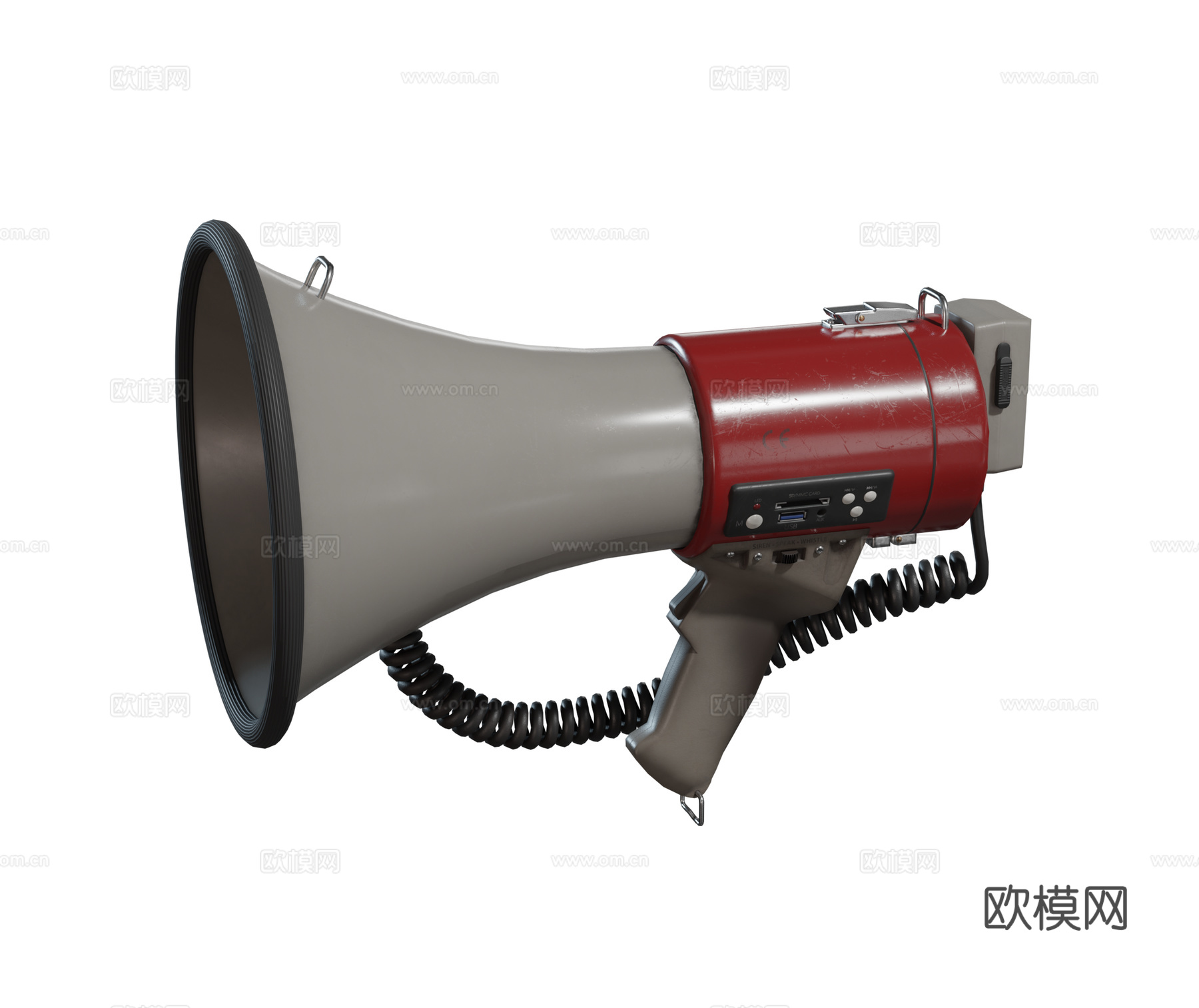 现代商贩售卖喇叭筒 扩音器 广告叫卖喇叭组合3d模型