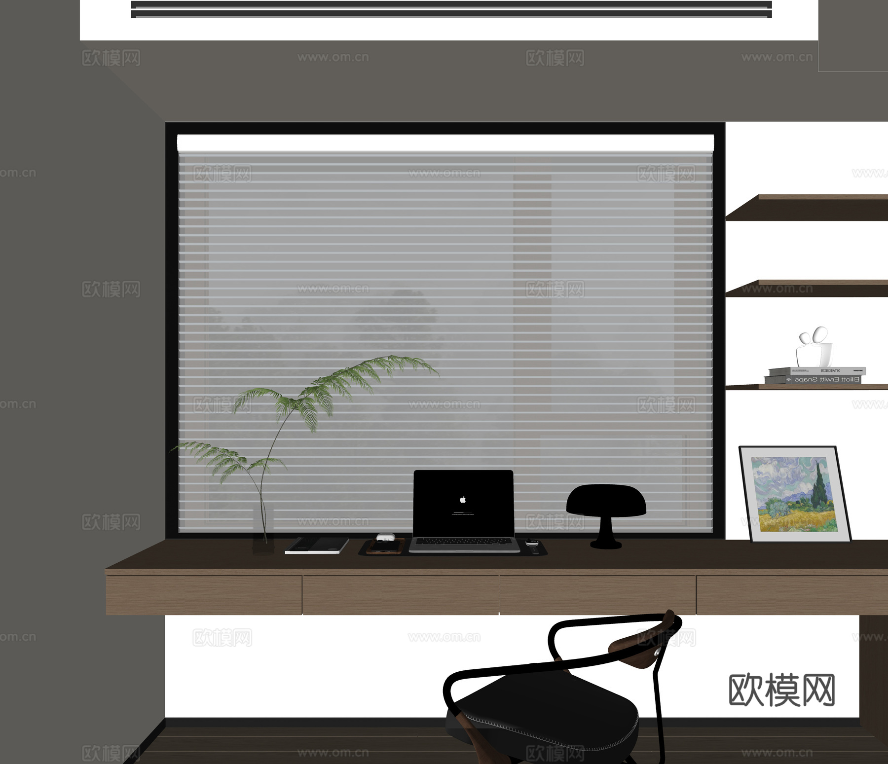 现代窗帘 百叶帘 布帘su模型