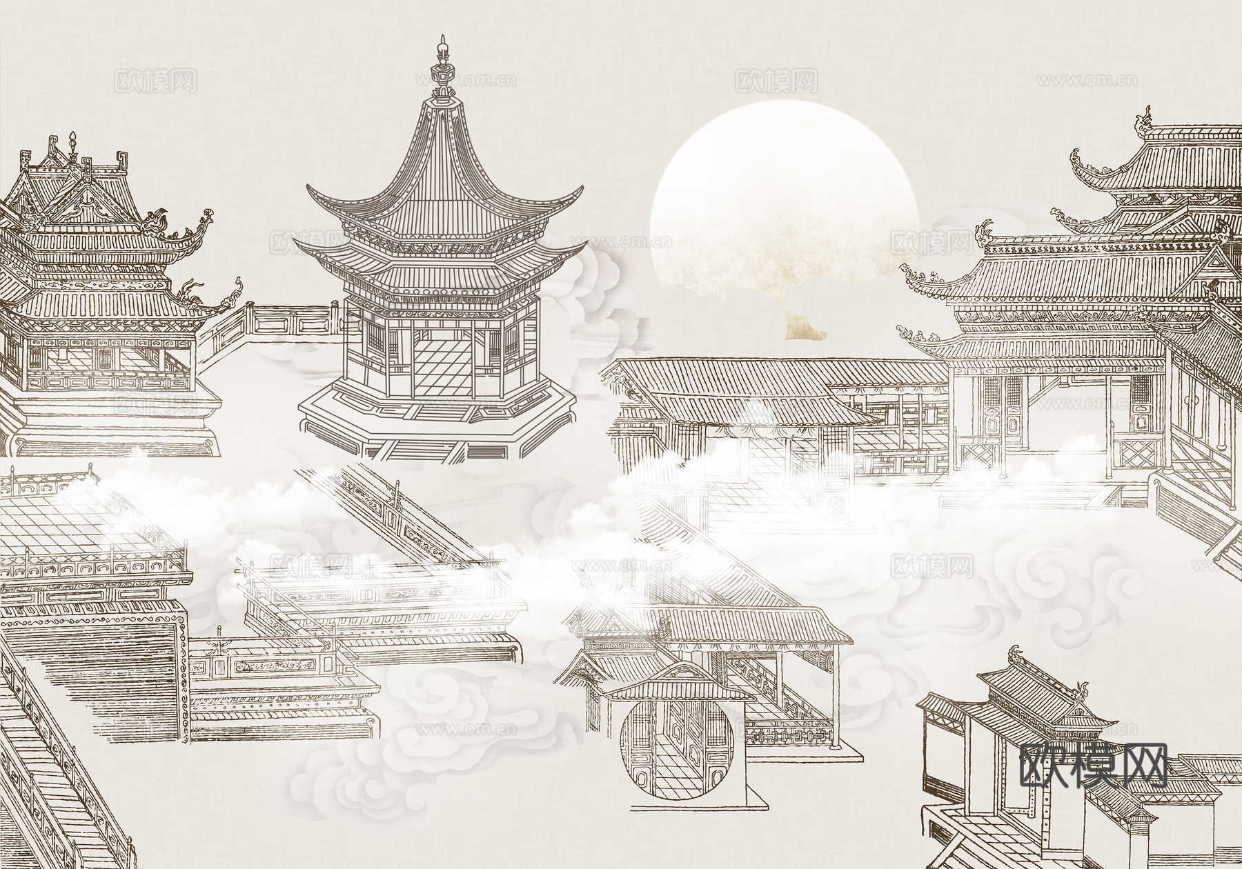 新中式中式壁纸  壁布 墙布