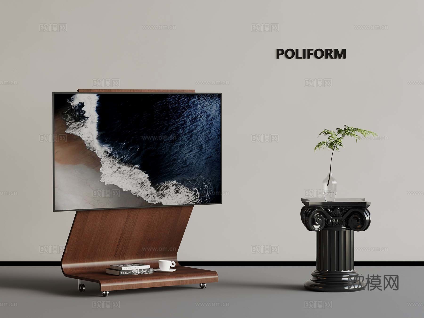 10法式中古风移动电视 边几3d模型