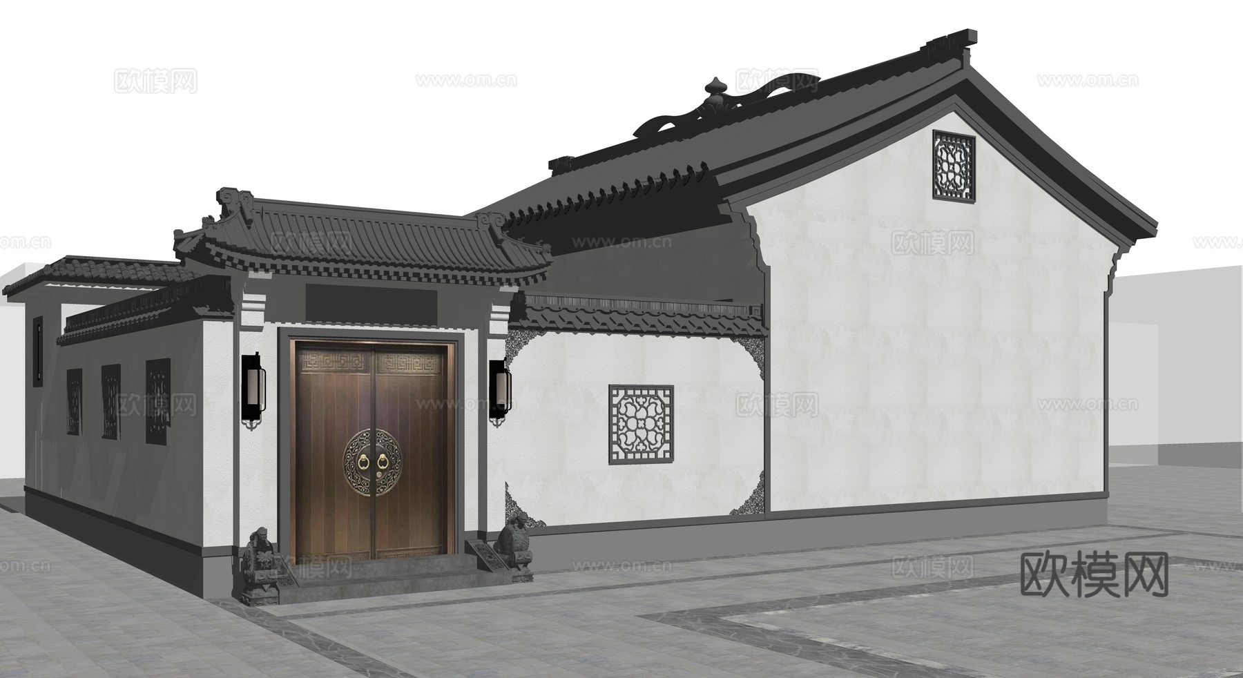 徽派大门 庭院门 徽派建筑su模型下载