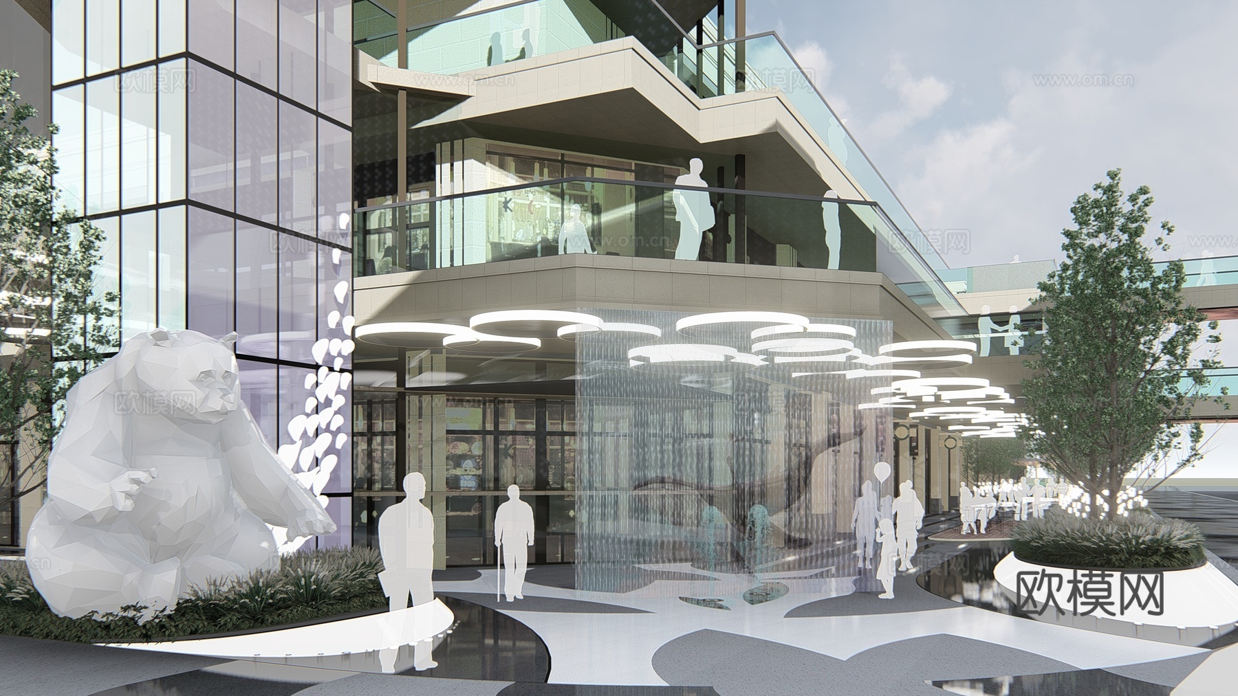 现代商业街su模型下载下载（渲染图5）