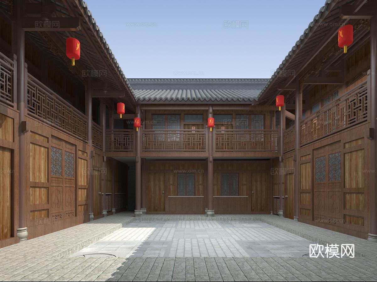 新中式大院四合院3d模型