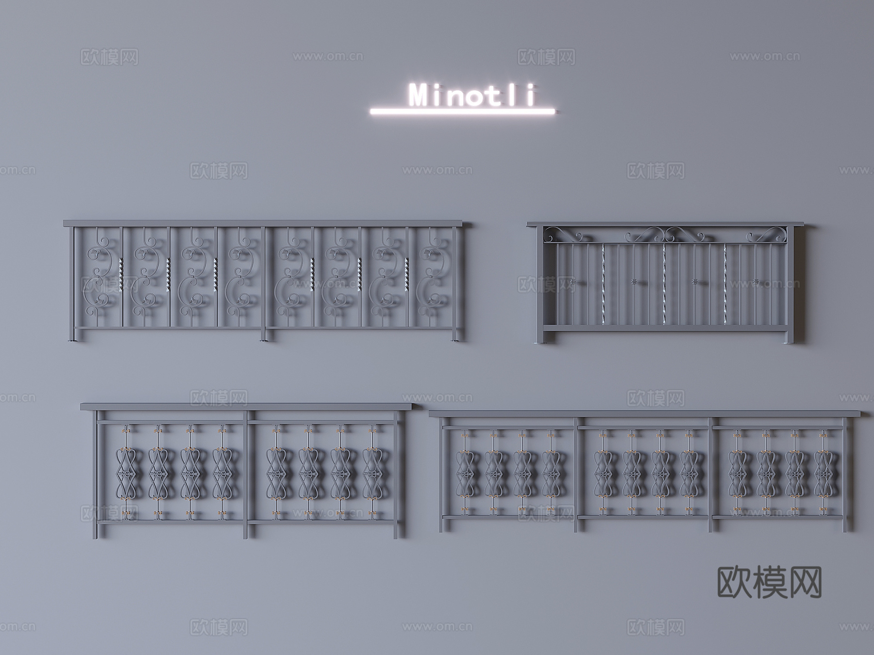 栏杆 玻璃栏杆 金属栏杆3d模型