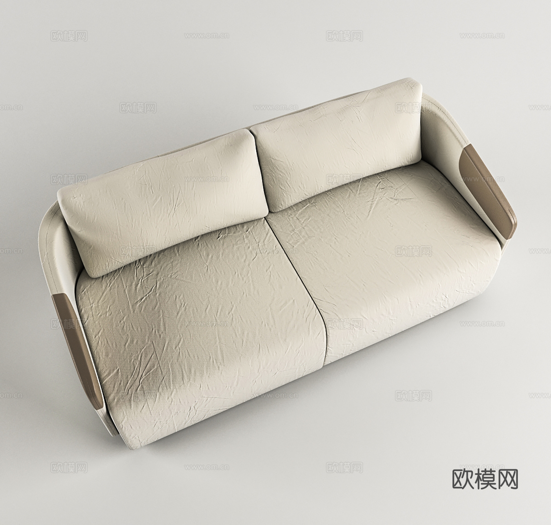 奶油风双人沙发 布艺沙发 休闲沙发 室内沙发3d模型