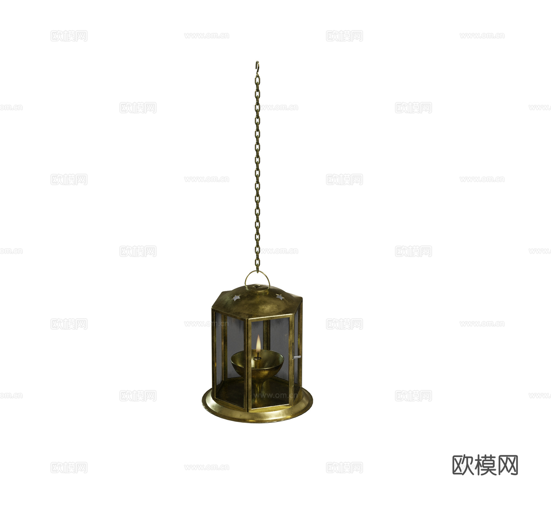 欧式 美式 法式 黄铜金属玻璃吊灯组合3d模型