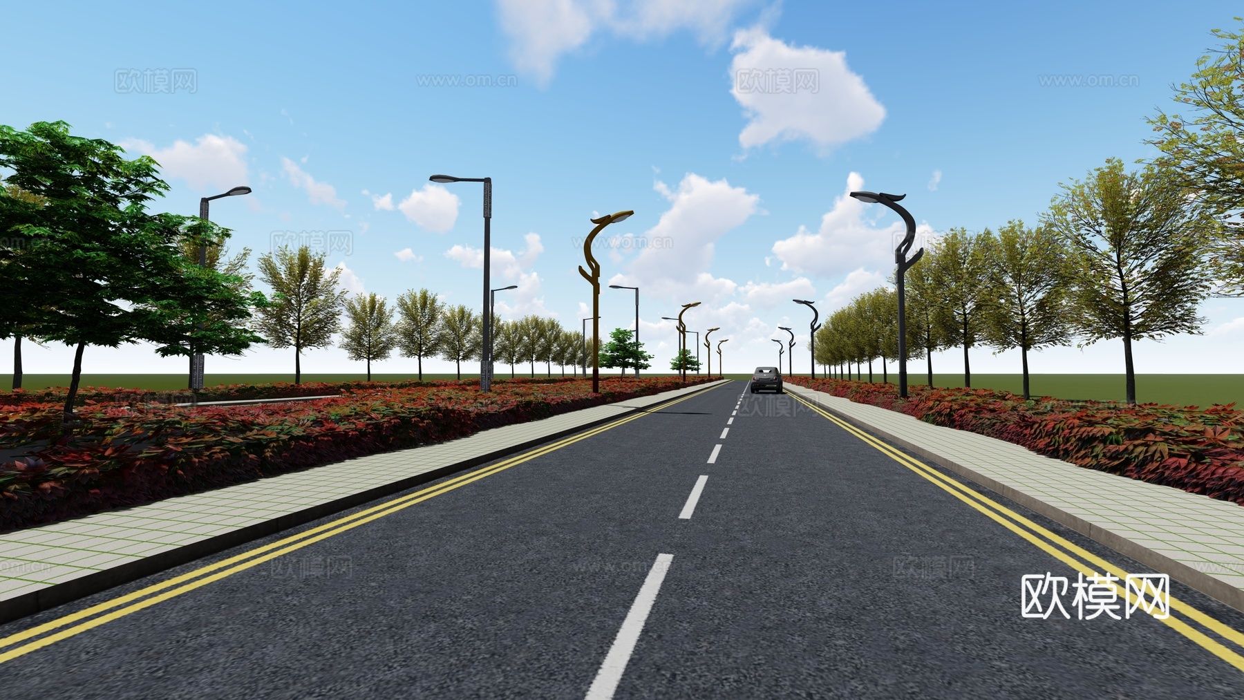 城市道路 路灯景观su模型下载