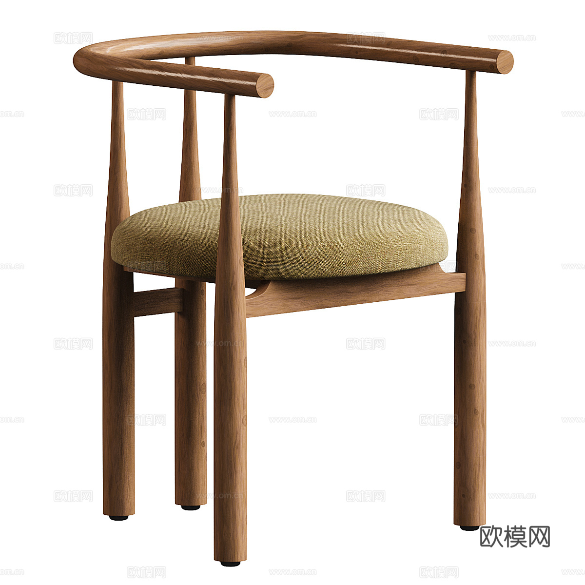 新中式木质单椅3d模型
