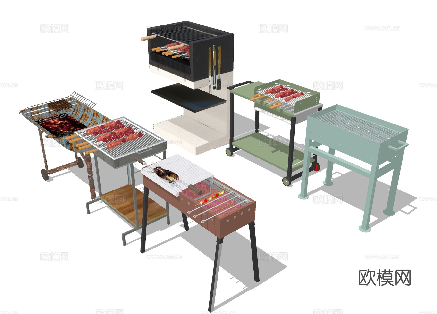 碳烤烤肉 烧烤架 烧烤炉su模型下载