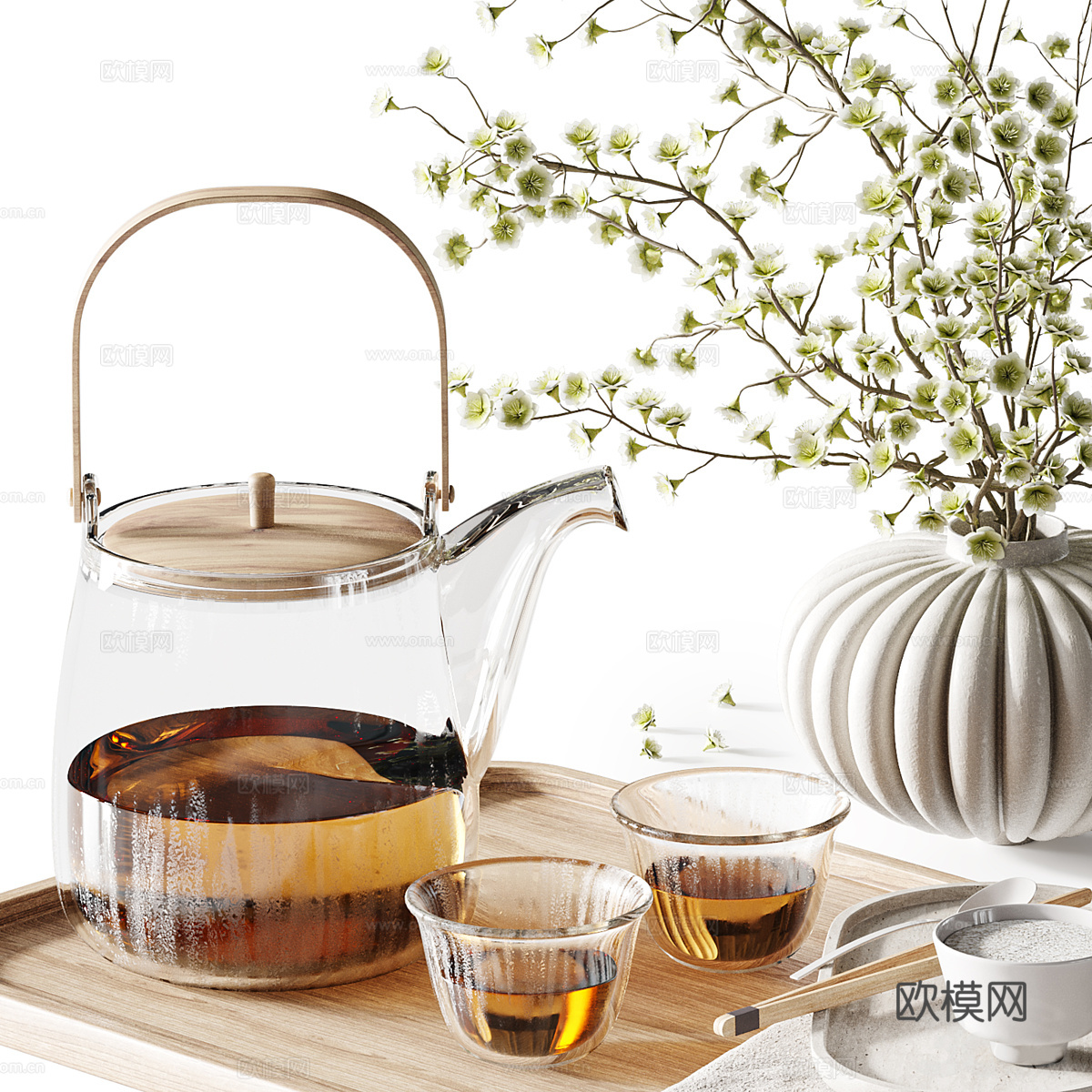 现代茶壶 茶具 水壶 花瓶 茶具摆件3d模型