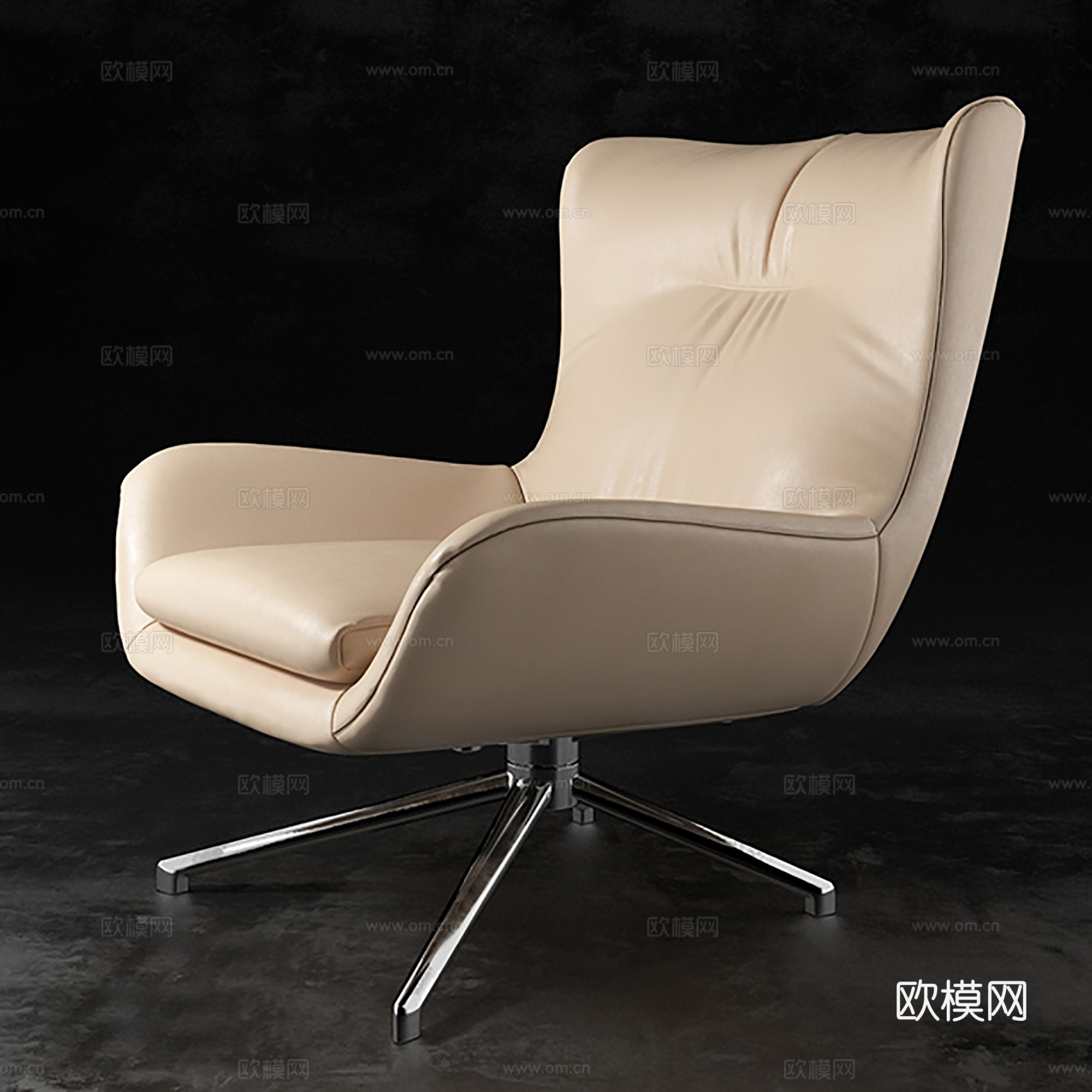 现代休闲椅 皮椅 办公椅 培训椅3d模型