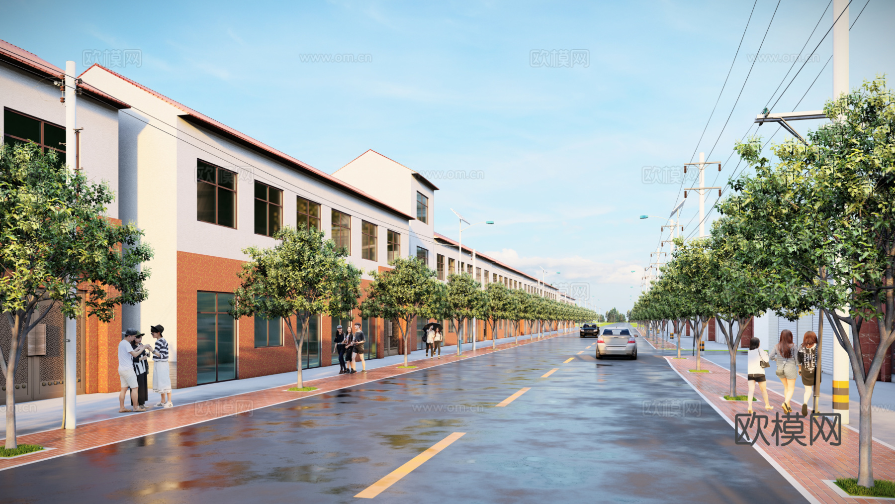 新中式乡村道路景观su模型