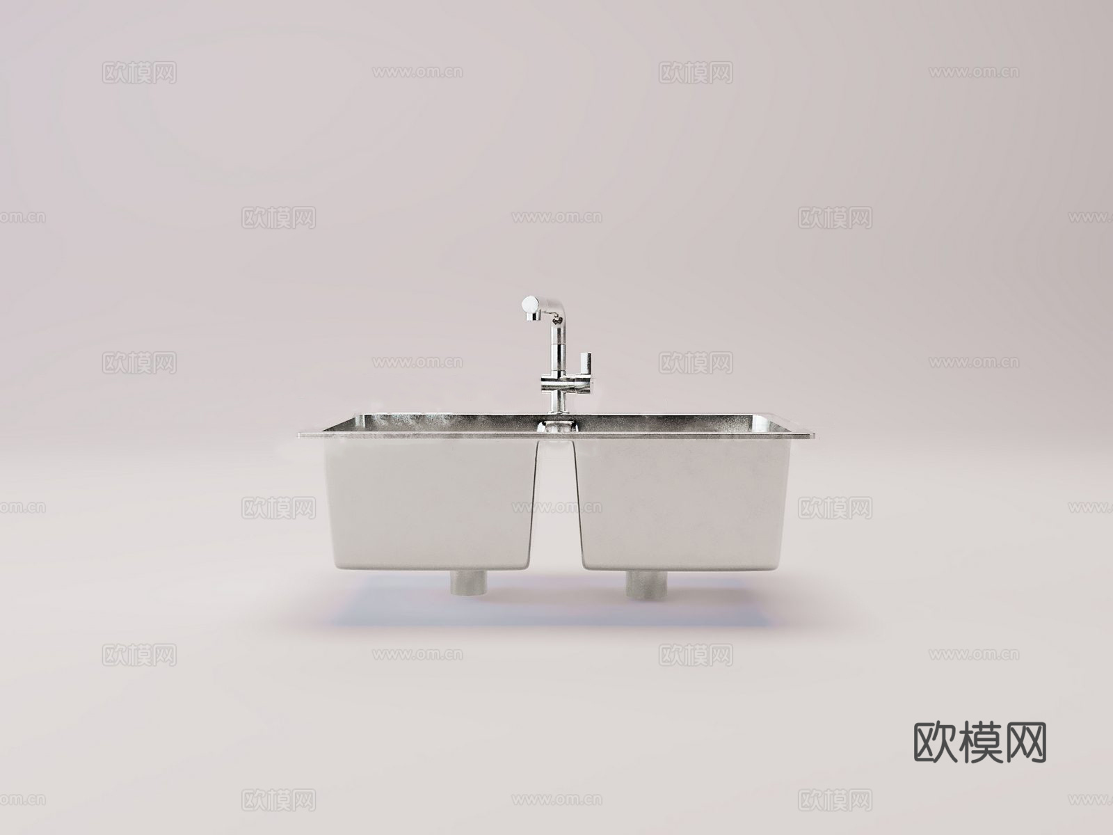 现代厨房水槽 工业级304不锈钢双功能水槽3d模型