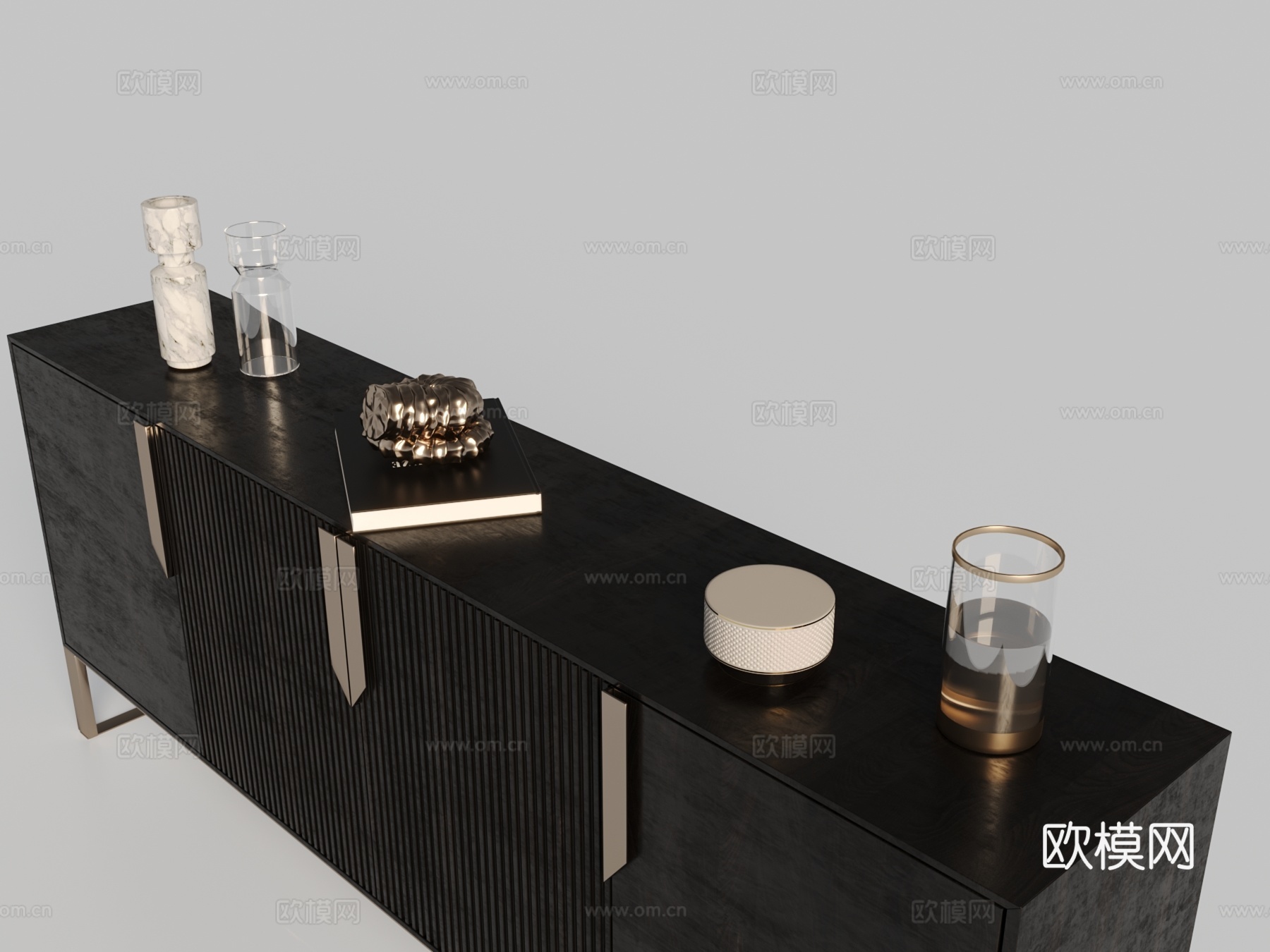 现代斗柜 现代边柜 摆件3d模型