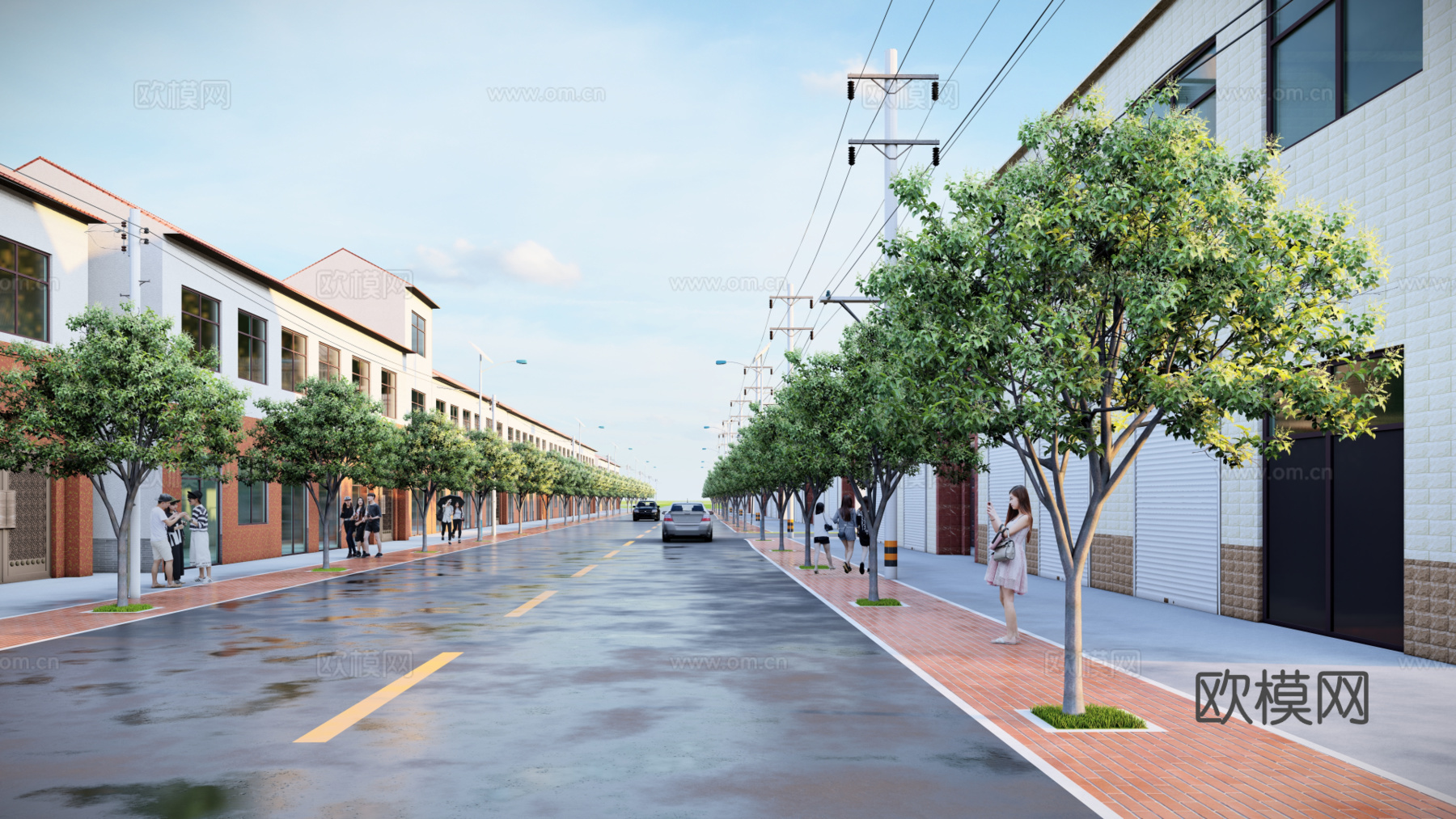 新中式乡村道路景观su模型