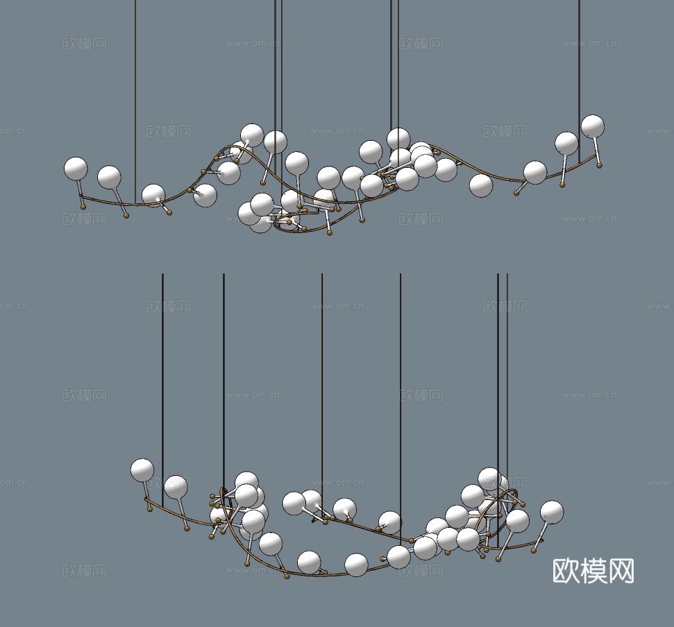 现代多头装饰吊灯su模型下载