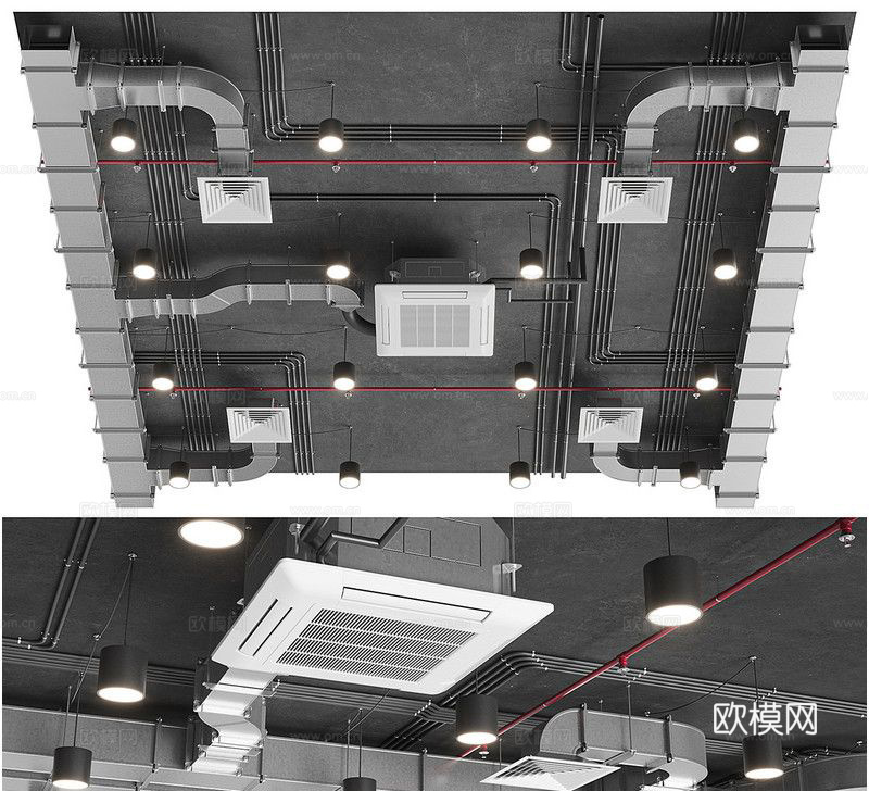 工业风天花吊顶管道 天花吊顶 吊顶3d模型