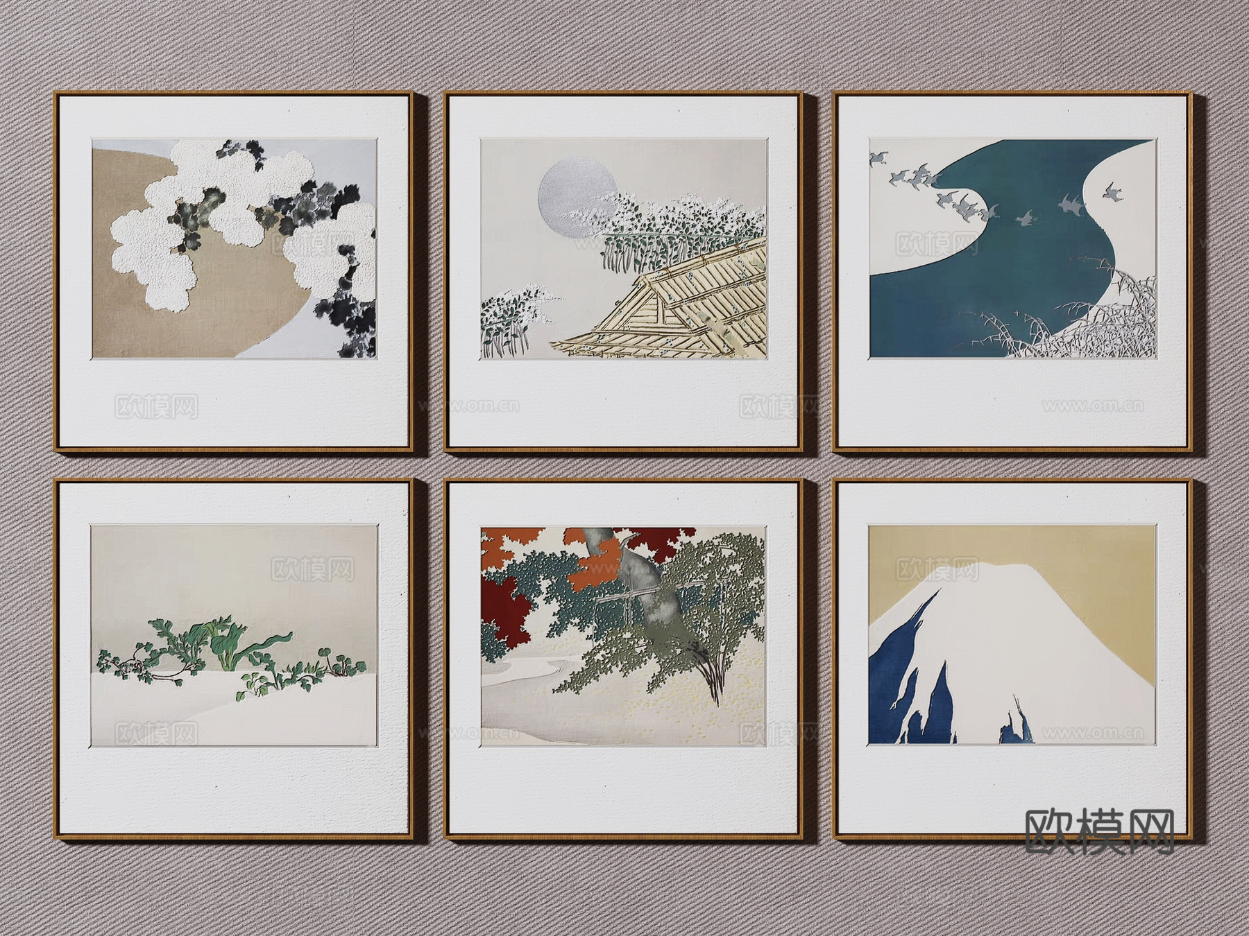 新中式装饰画挂画su模型
