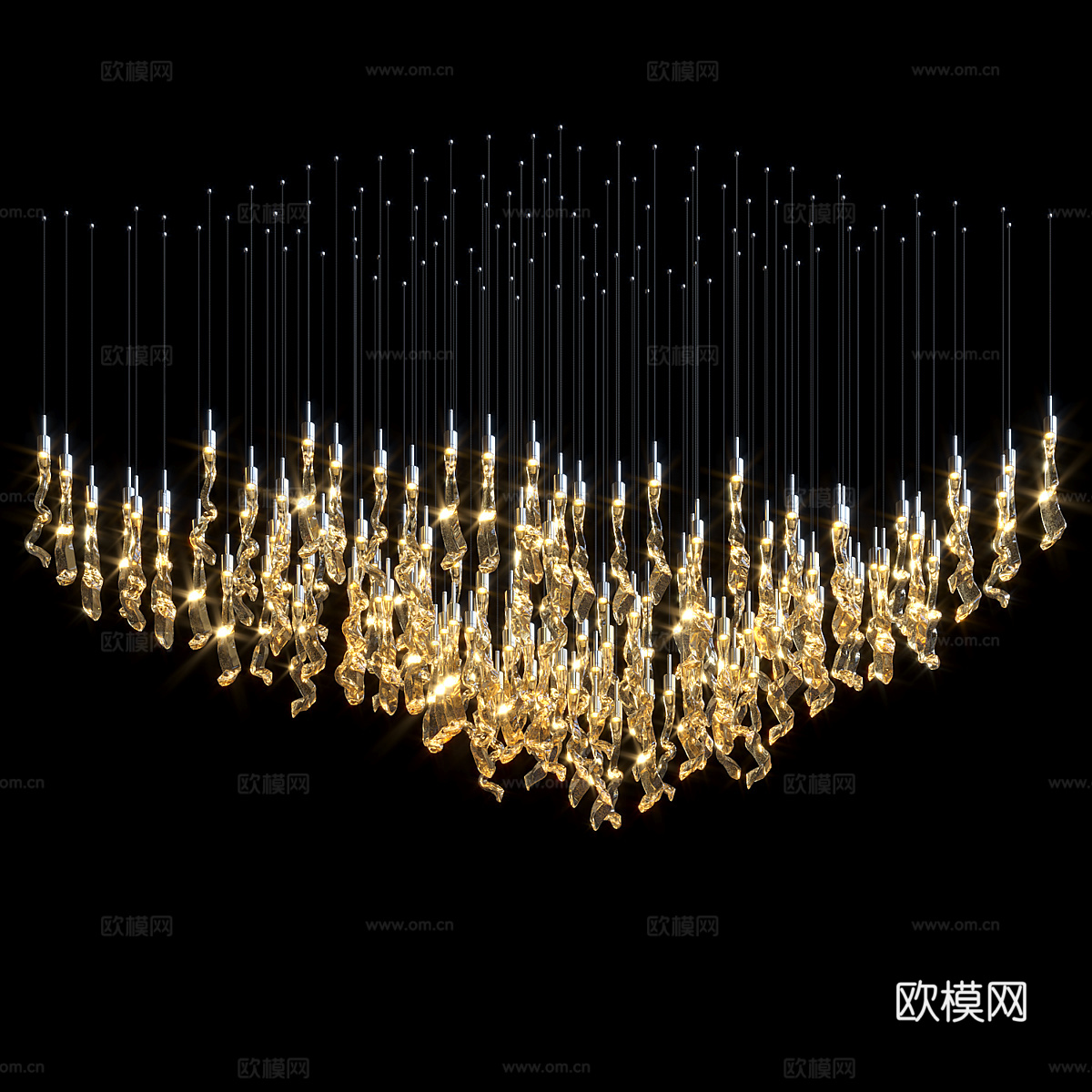 现代轻奢玻璃工艺吊灯3d模型