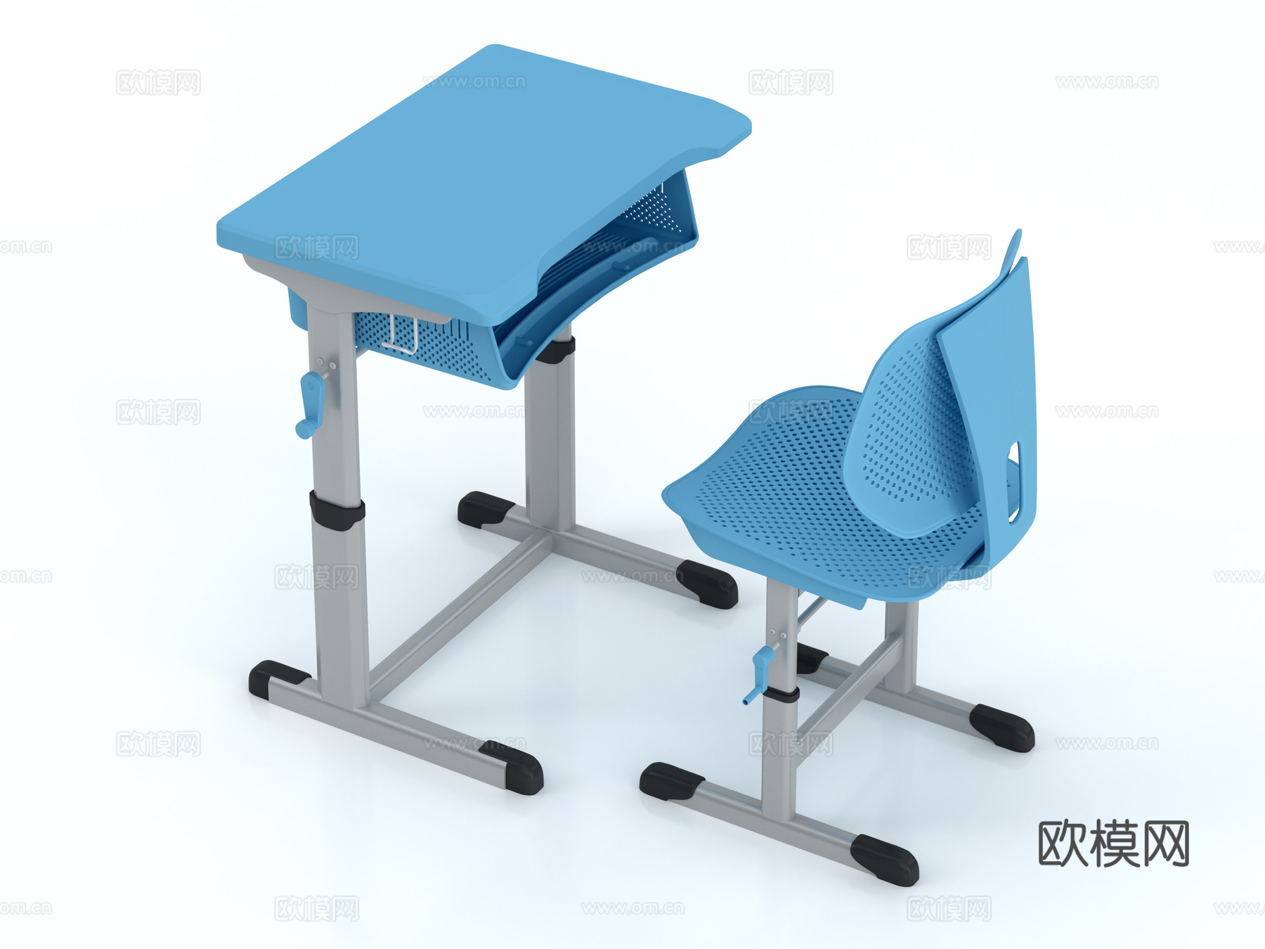 现代学生课桌椅3d模型