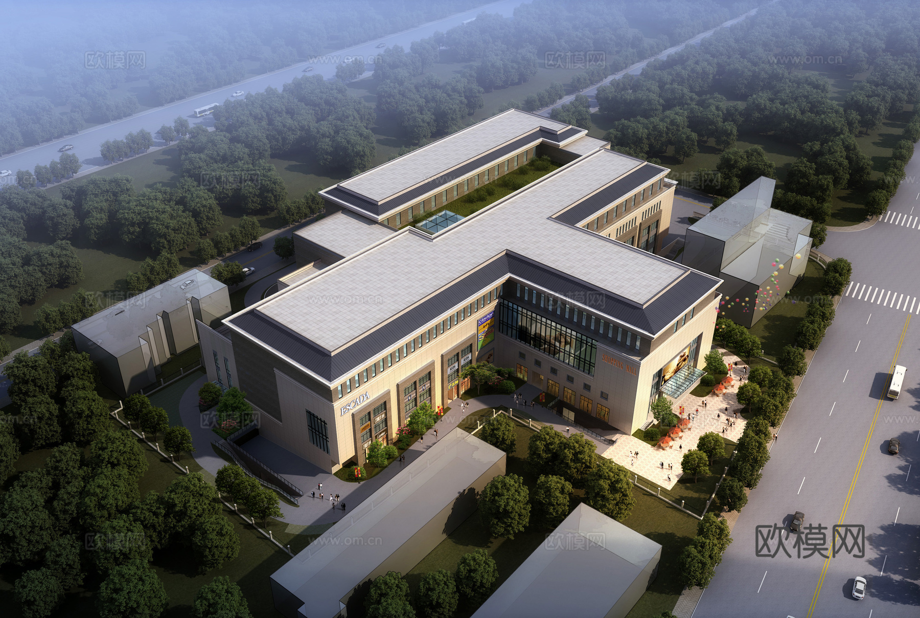 现代商业综合体建筑外观su模型下载