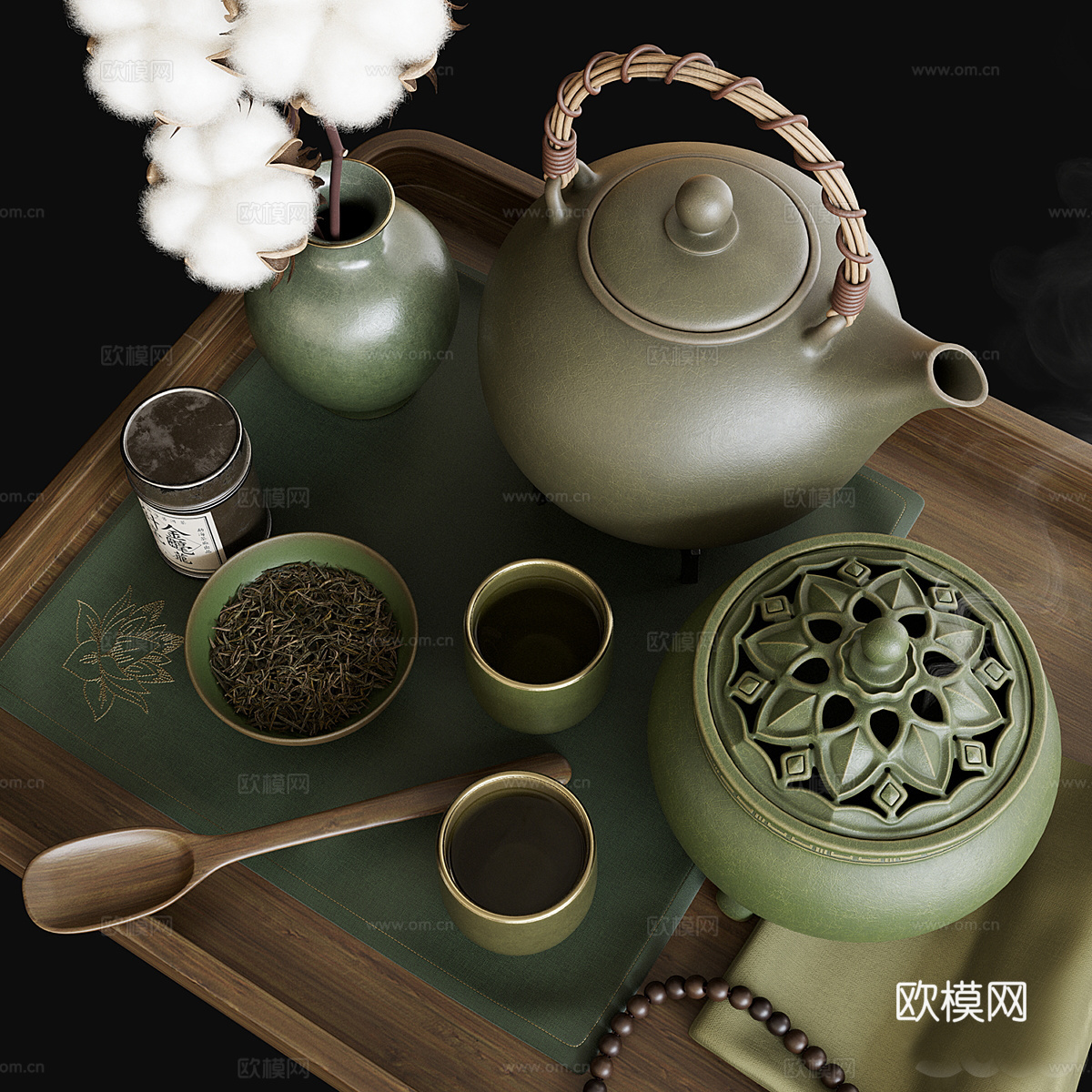 现代茶具 茶壶 茶艺摆件 装饰品 花瓶3d模型