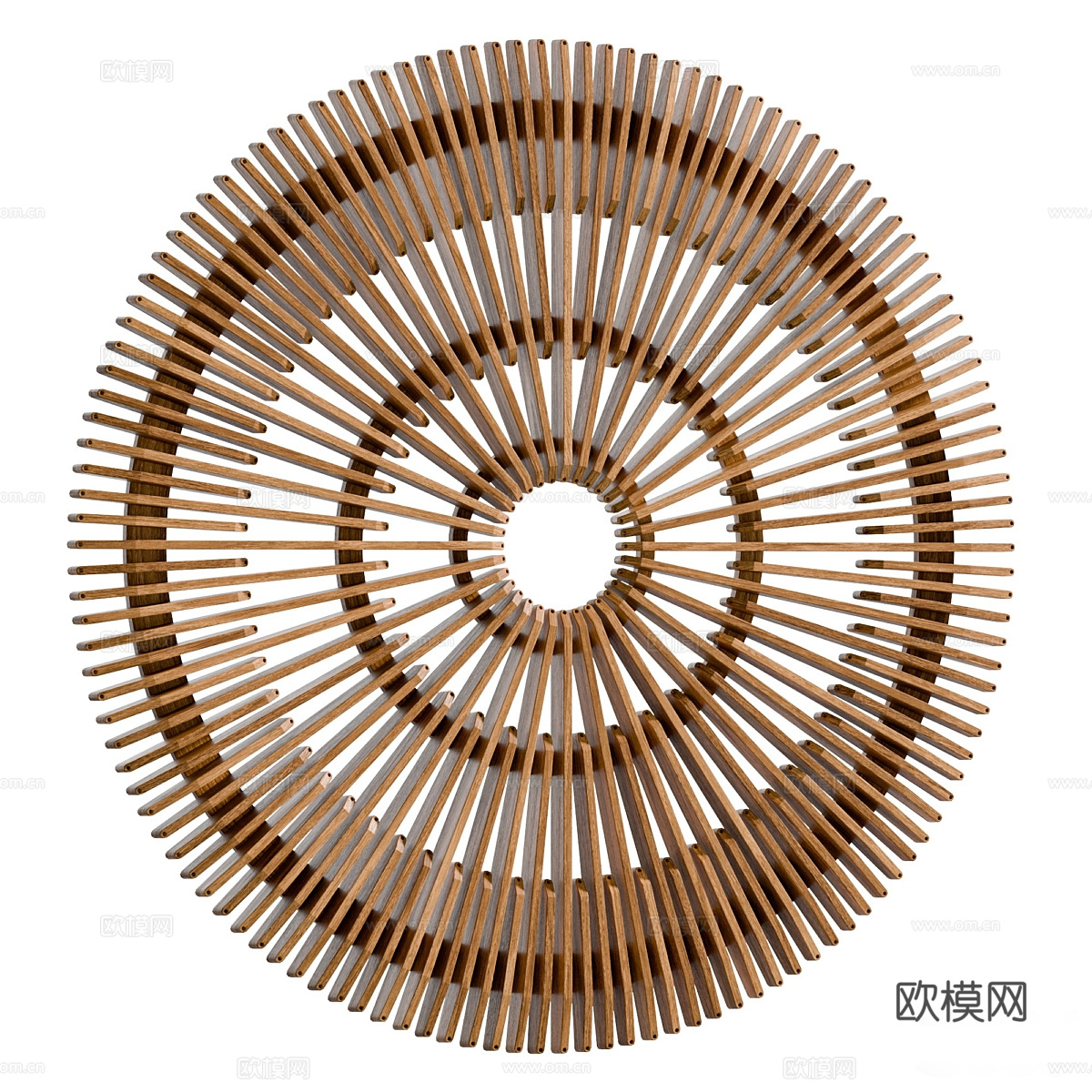 新中式 Cerchio 柚木墙架3d模型