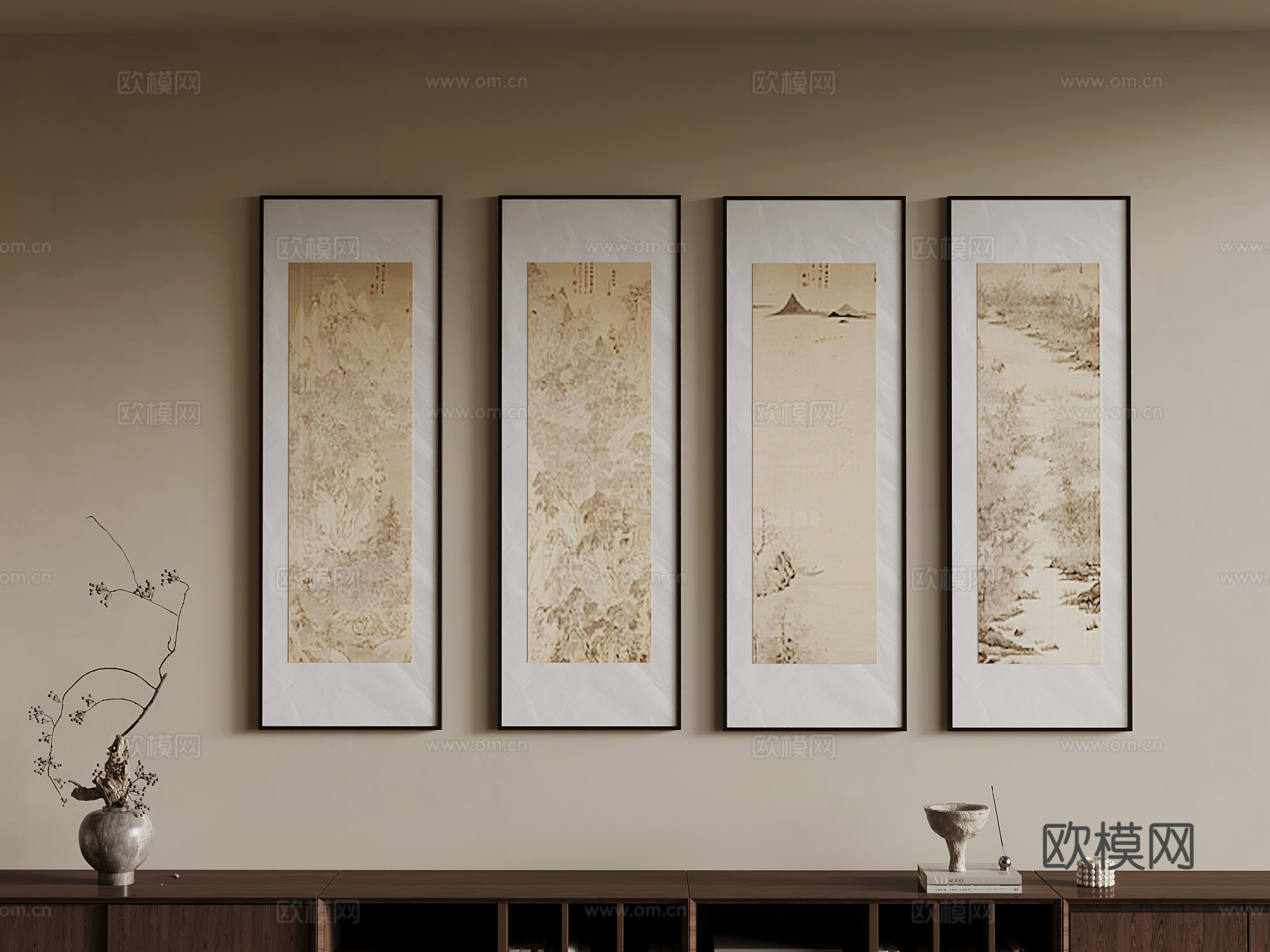 新中式装饰画3d模型