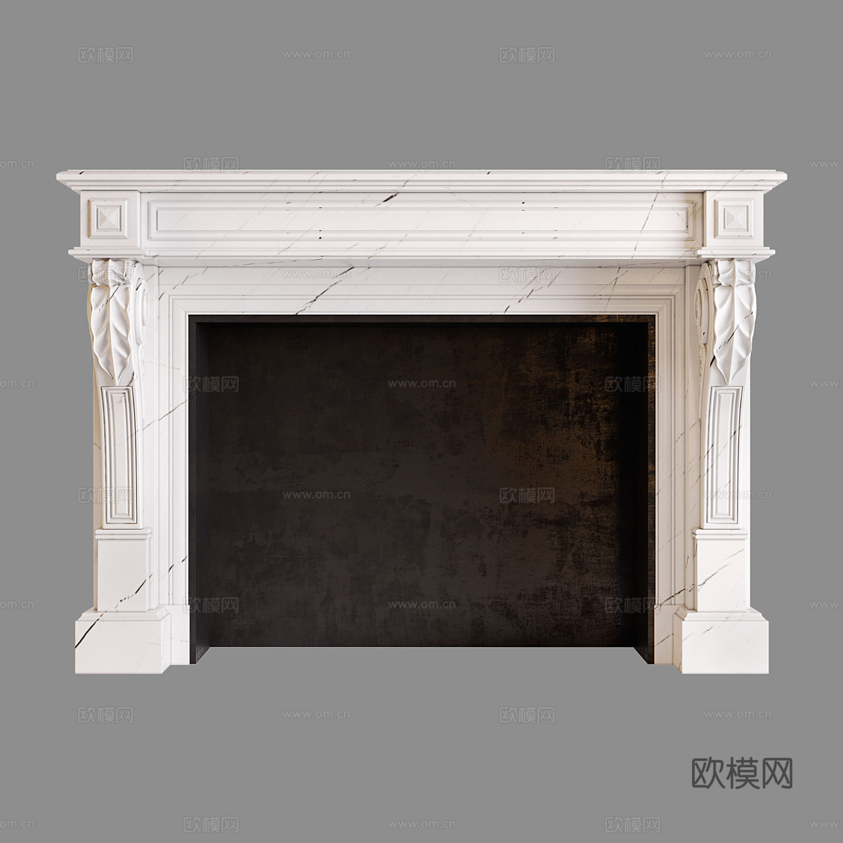 法式轻奢石材壁炉3d模型
