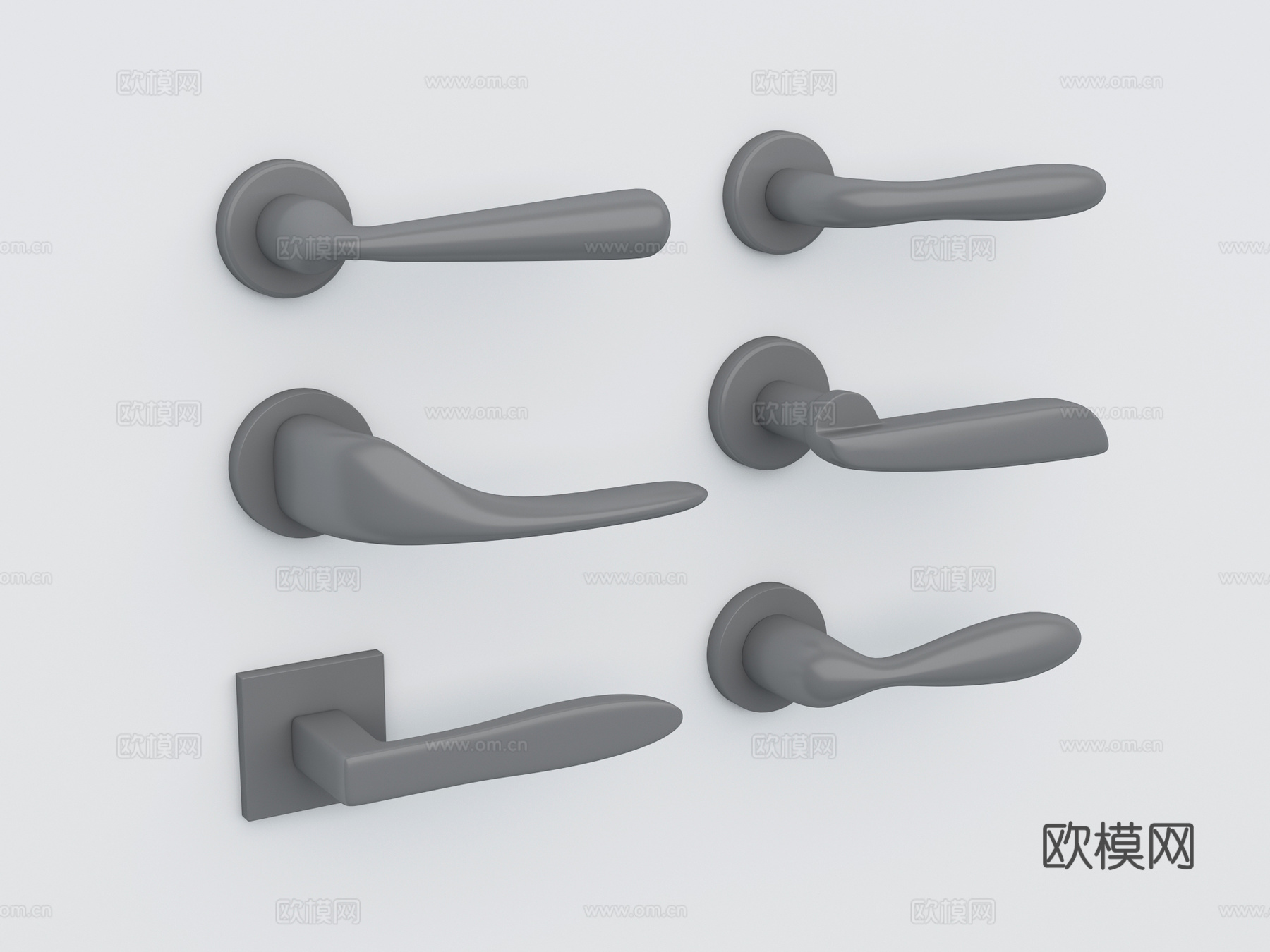 现代门把手 简约门把手 灰色门把手3d模型